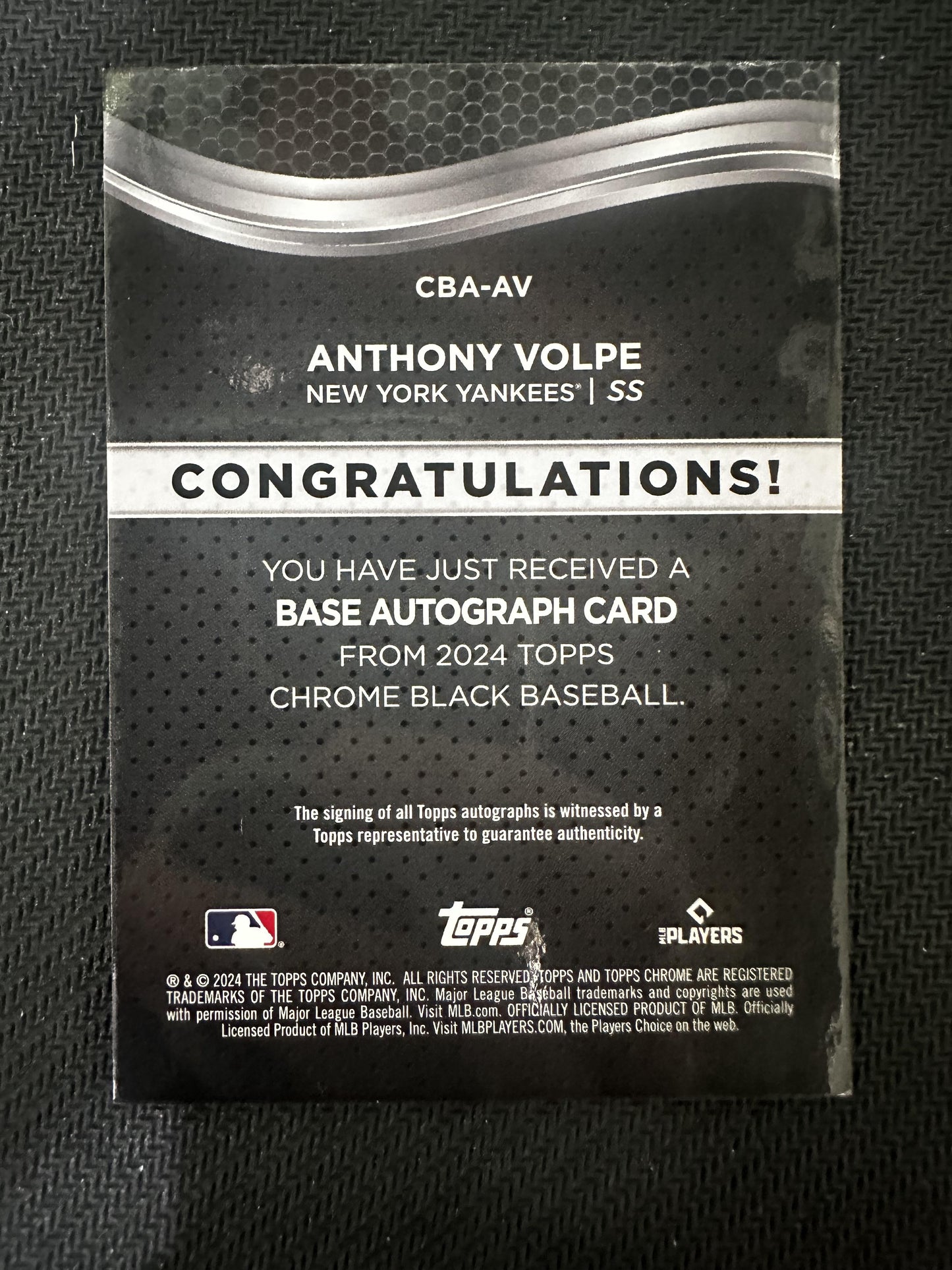 #CBA-AV Anthony Volpe 2023 Topps Chrome Black /25 Yankees Auto Orange Refractor