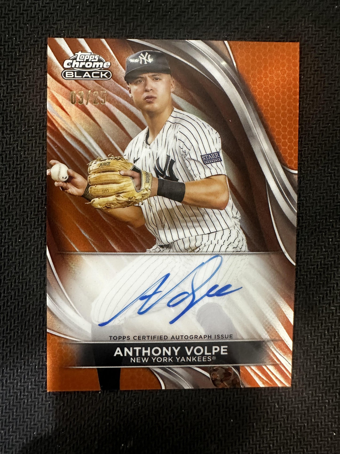 #CBA-AV Anthony Volpe 2023 Topps Chrome Black /25 Yankees Auto Orange Refractor