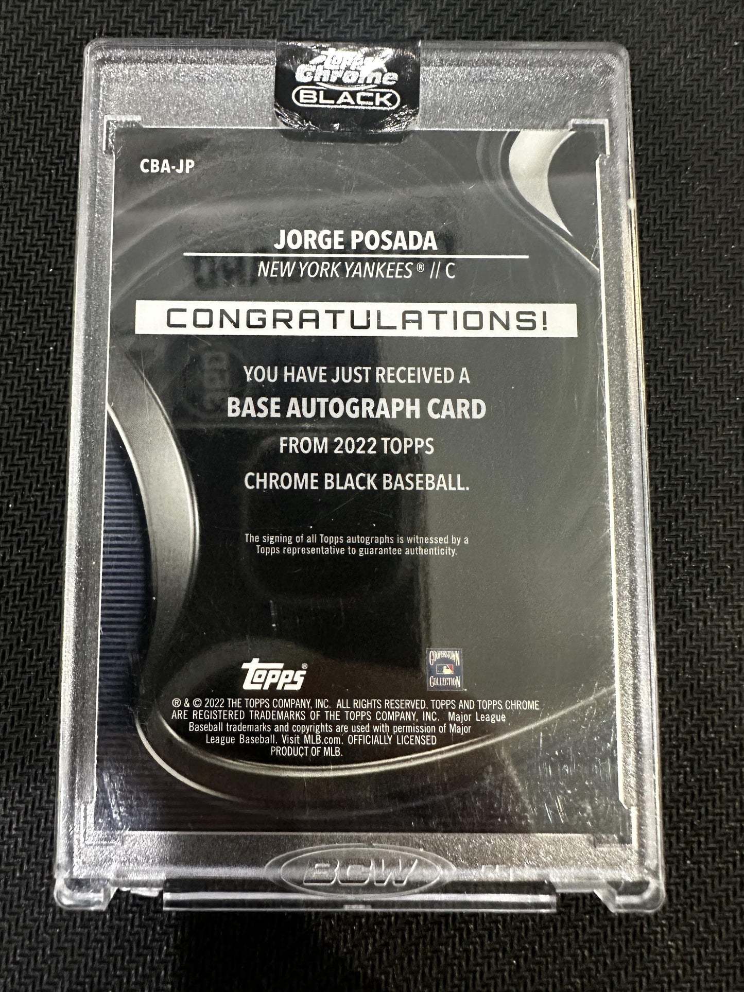 #CBA-JP Jorge Posada 2022 Topps Chrome Black SN,AU Auto #/5 New York Yankees Red