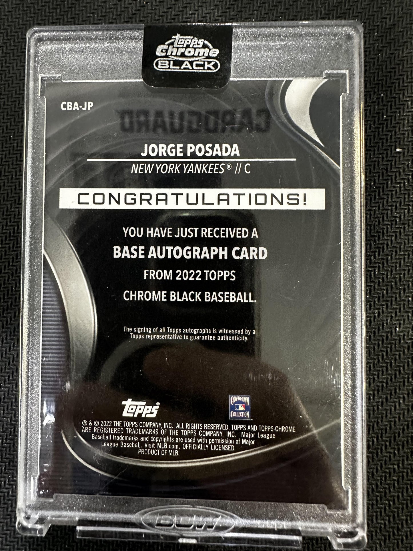 #CBA-JP Jorge Posada 2022 Topps Chrome Black Auto /50 Yankees Gold Mini-Diamond