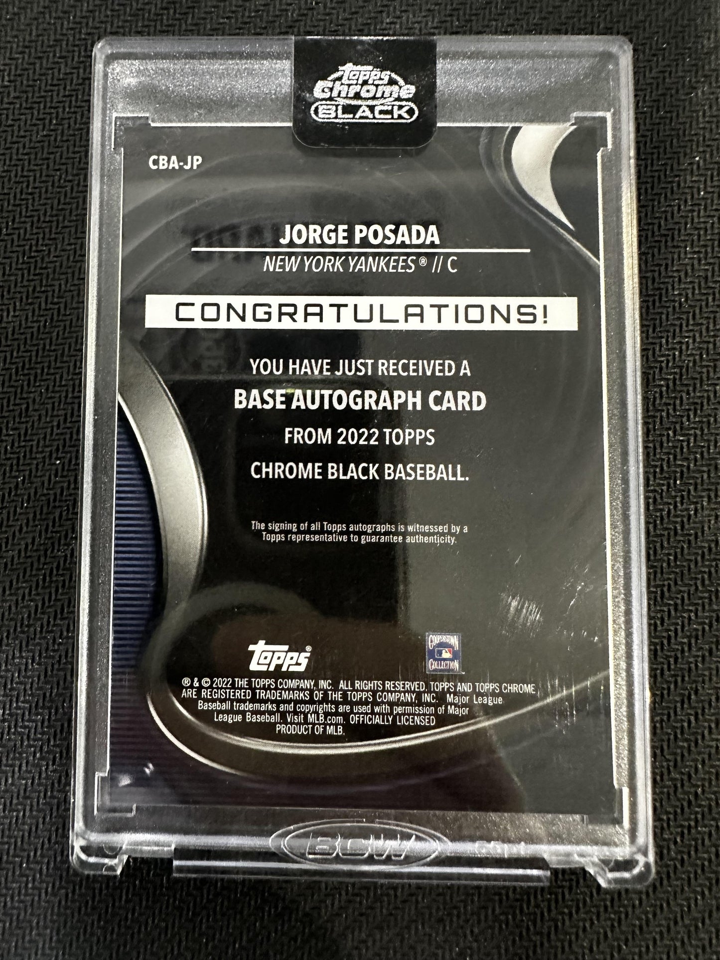 #CBA-JP Jorge Posada 2022 Topps Chrome Black SN,AU Auto #/50 Yankees Gold