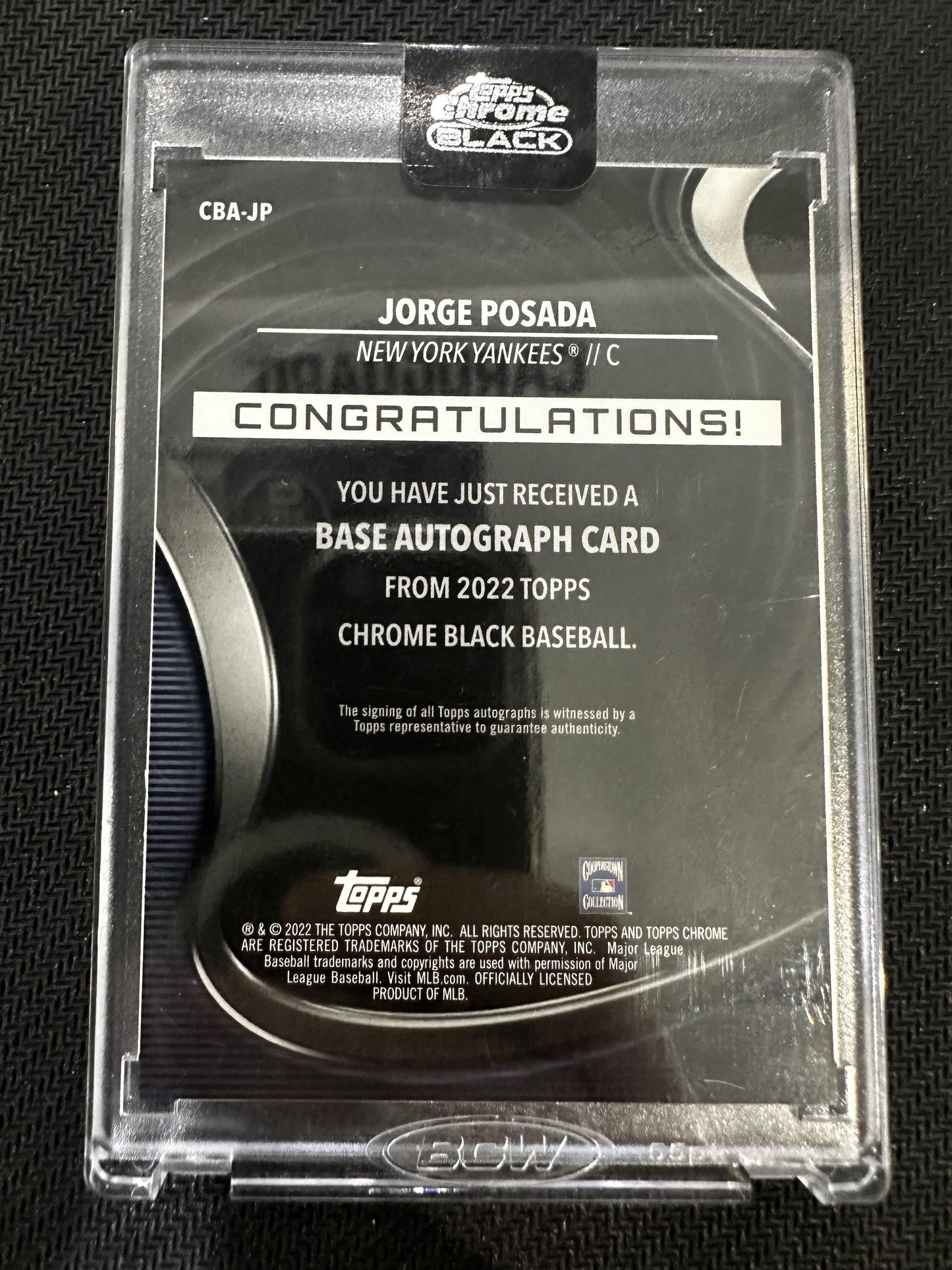 #CBA-JP Jorge Posada 2022 Topps Chrome Black SN,AU Auto #/99 Yankees Auto Green