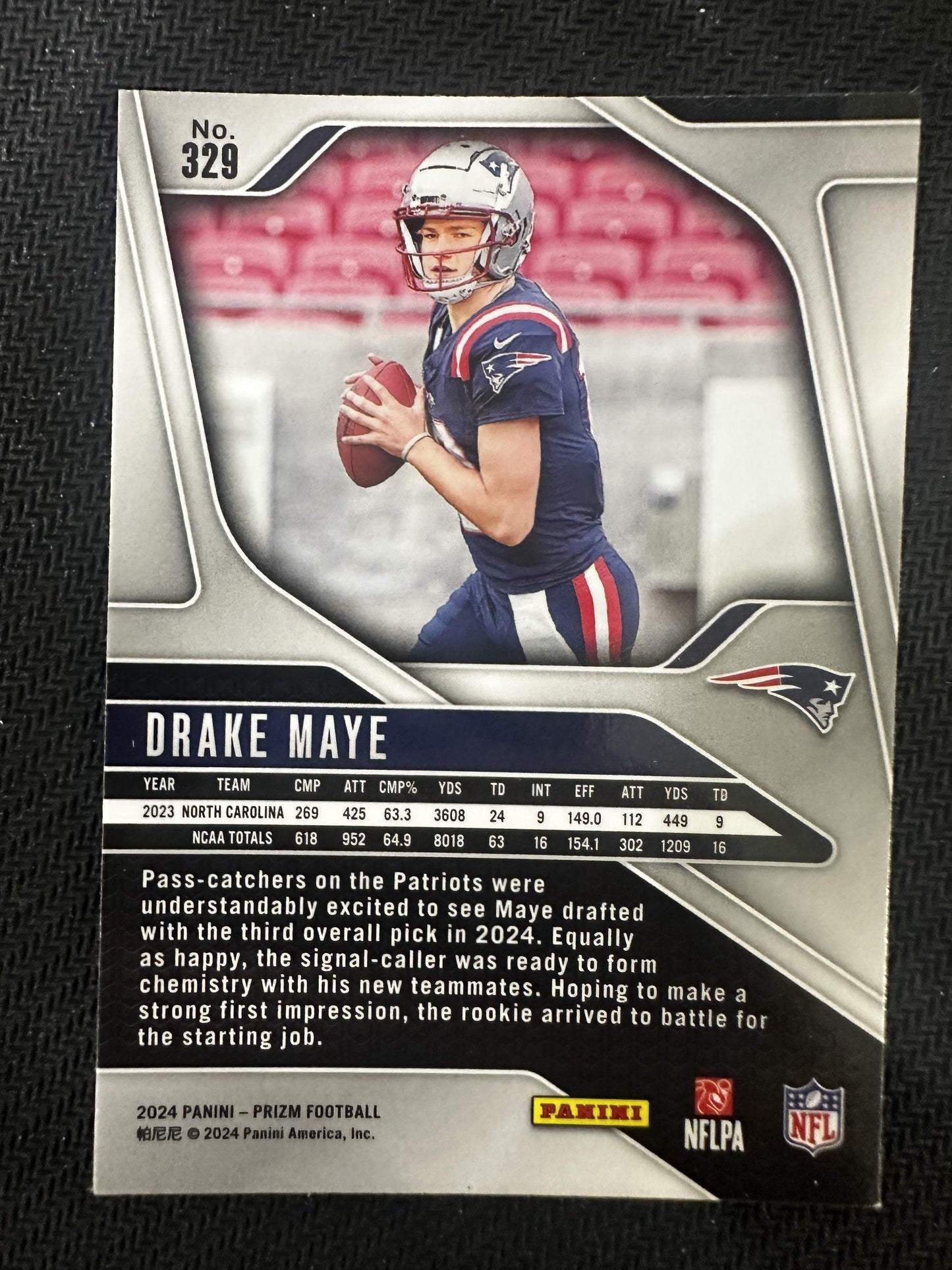 #329 Drake Maye 2024 Panini Prizm RC Rookie New England Patriots sports