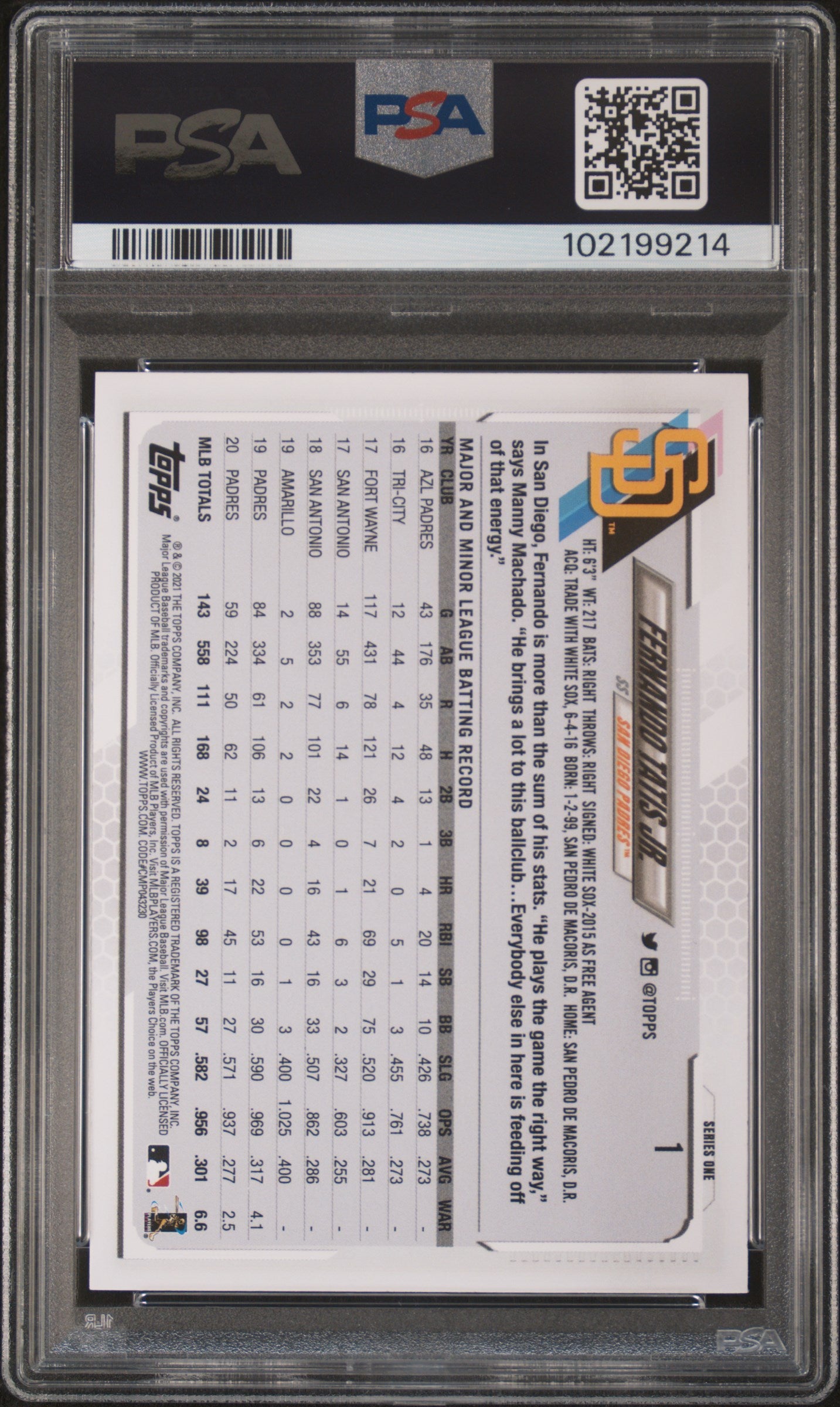 #1 Fernando Tatis Jr. 2021 Topps 9 MT sports Sp