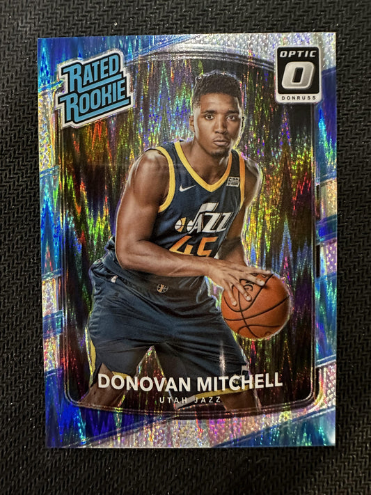 #188 Donovan Mitchell 2017-18 Donruss Optic Utah Jazz Rated Rookie Shock