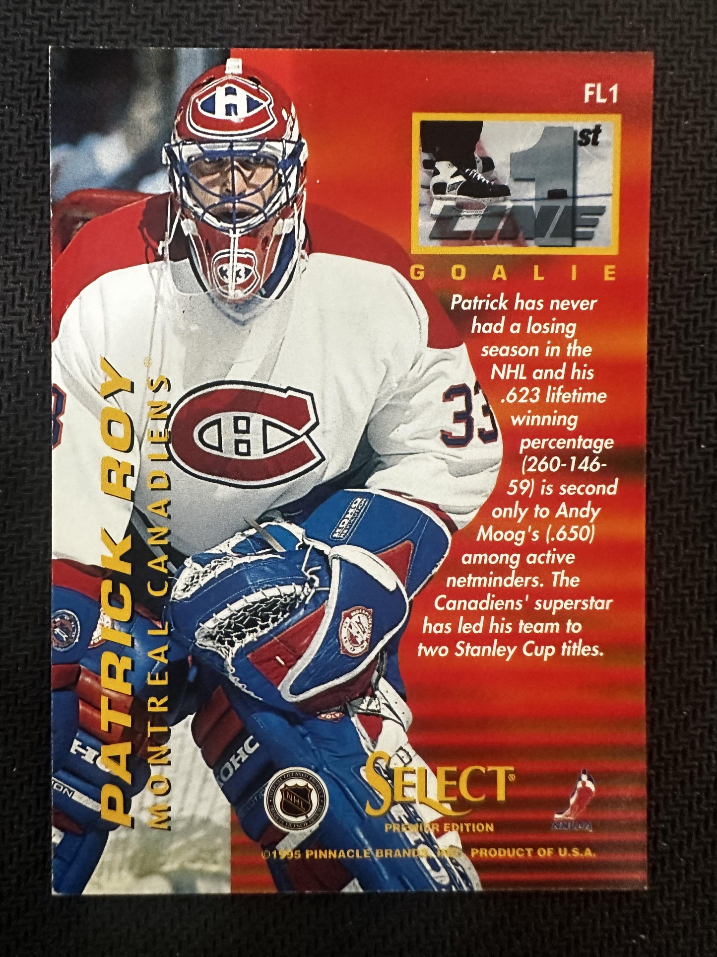#FL1 Patrick Roy 1994-95 Select Montreal Canadiens sports First Line