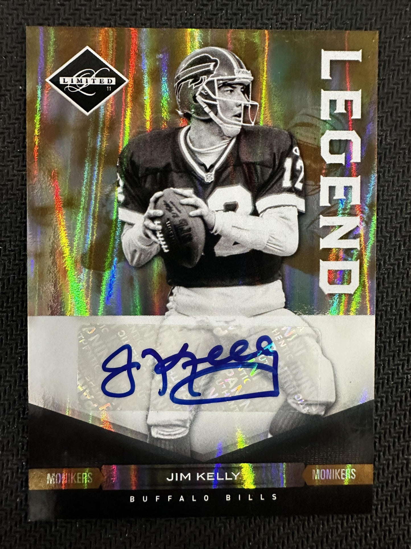 #108 Jim Kelly 2011 Panini Limited /15 Bills Monikers Auto Gold