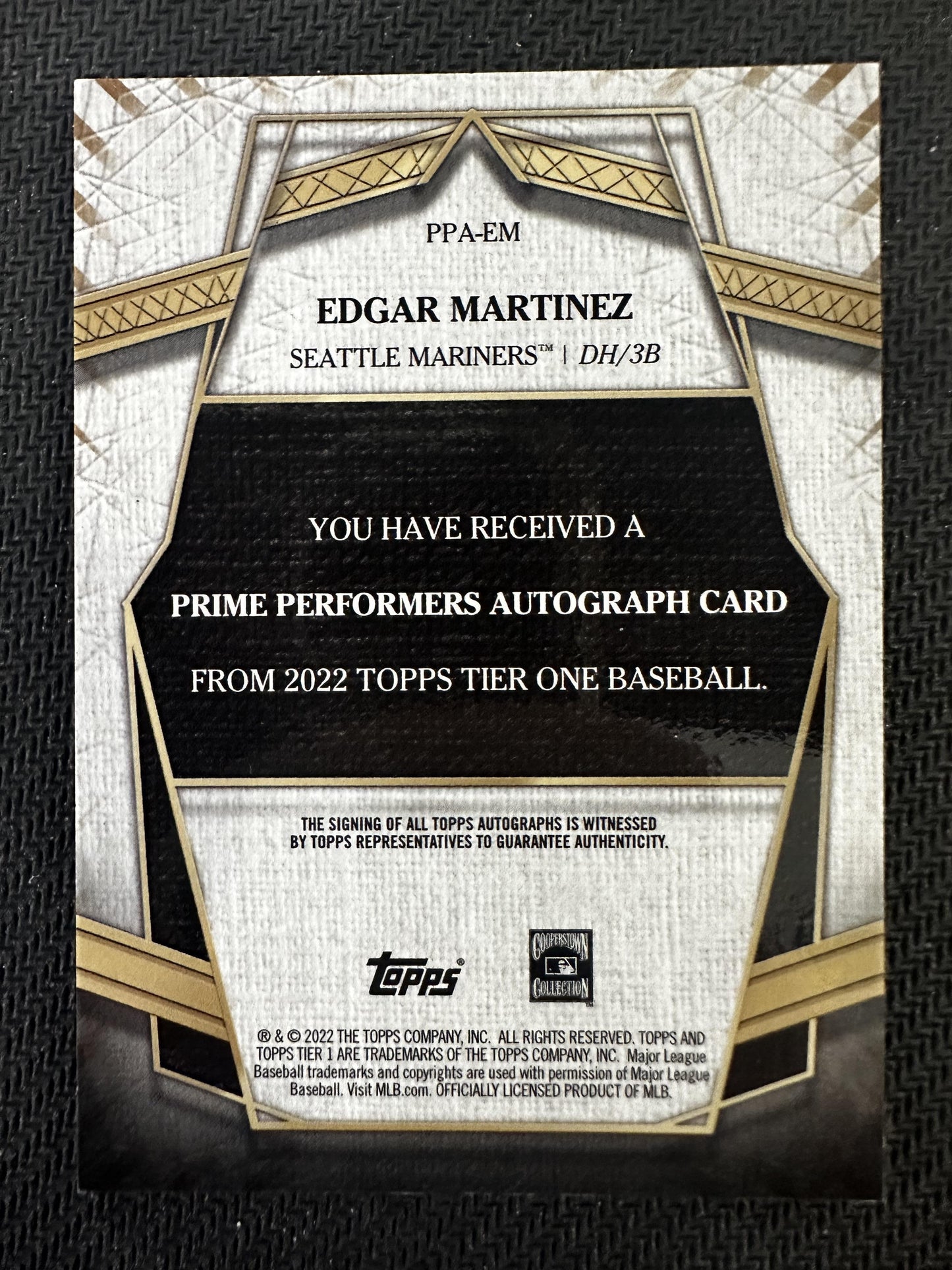 #PPA-EM Edgar Martinez 2022 Topps Tier One - Prime Performers Auto /125 Mariners