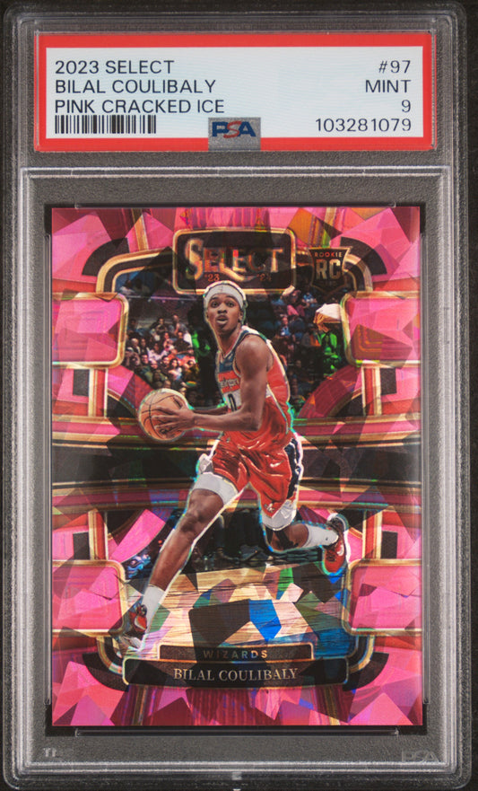 #97 Bilal Coulibaly 2023 Panini Select 9 MT sports Pink Cracked Ice