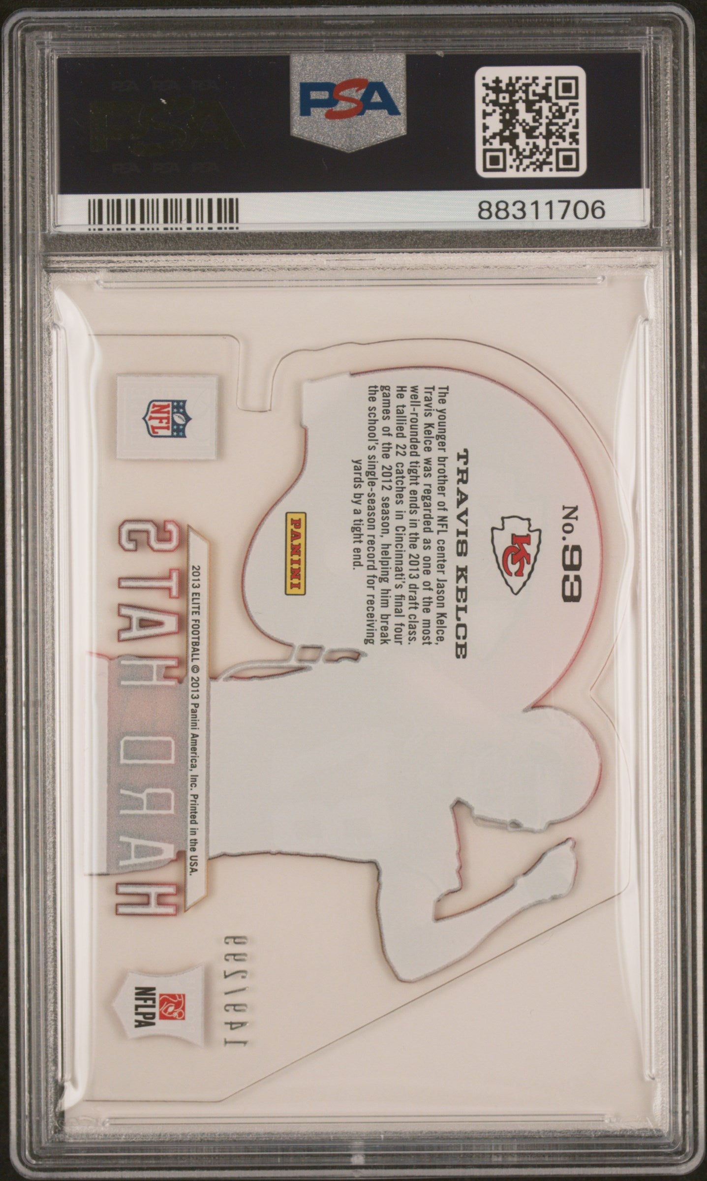 #93 Travis Kelce 2013 Panini Elite SN #/299 10 Chiefs GEM-MT Rookie Hard Hats