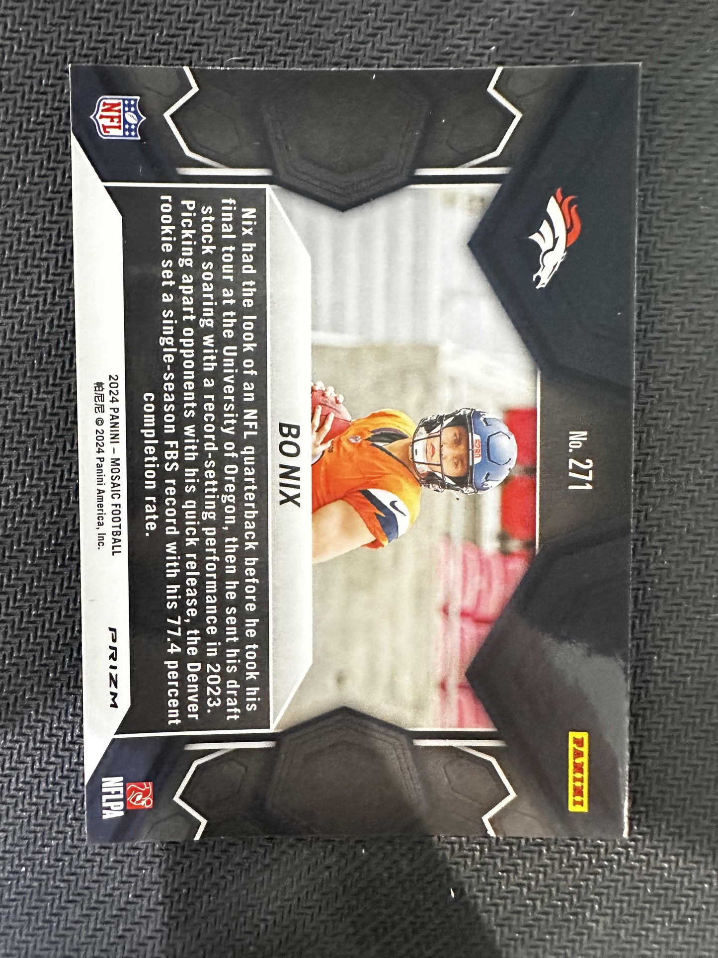 #271 Bo Nix 2024 Panini Mosaic Denver Broncos sports Mosaic Reactive Yellow