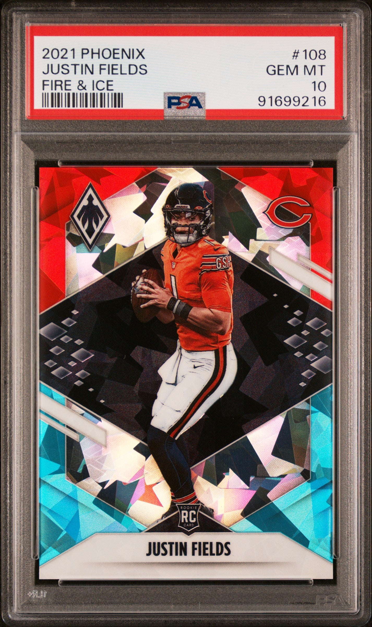 #108 Justin Fields 2021 Panini Phoenix 10 GEM-MT sports Fire & Ice