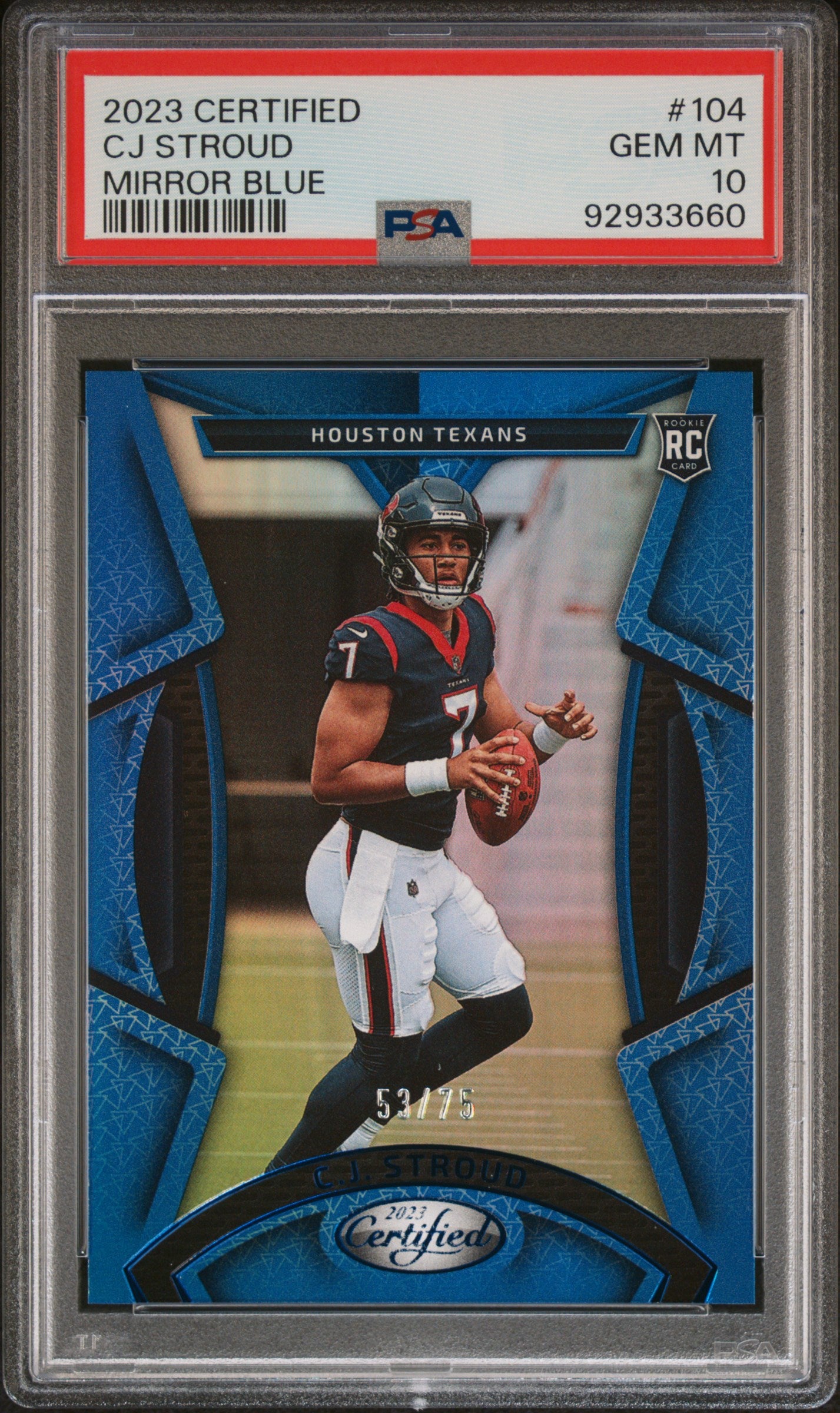 #104 Cj Stroud 2023 Panini Certified 10 GEM-MT Mirror Blue