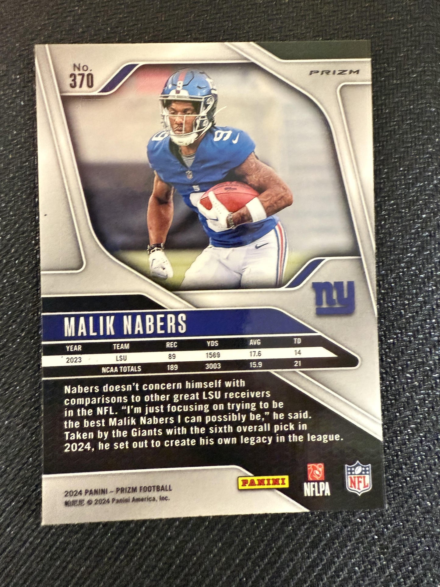 #370 Malik Nabers 2024 Panini Prizm RC Rookie New York Giants Red White and Blue