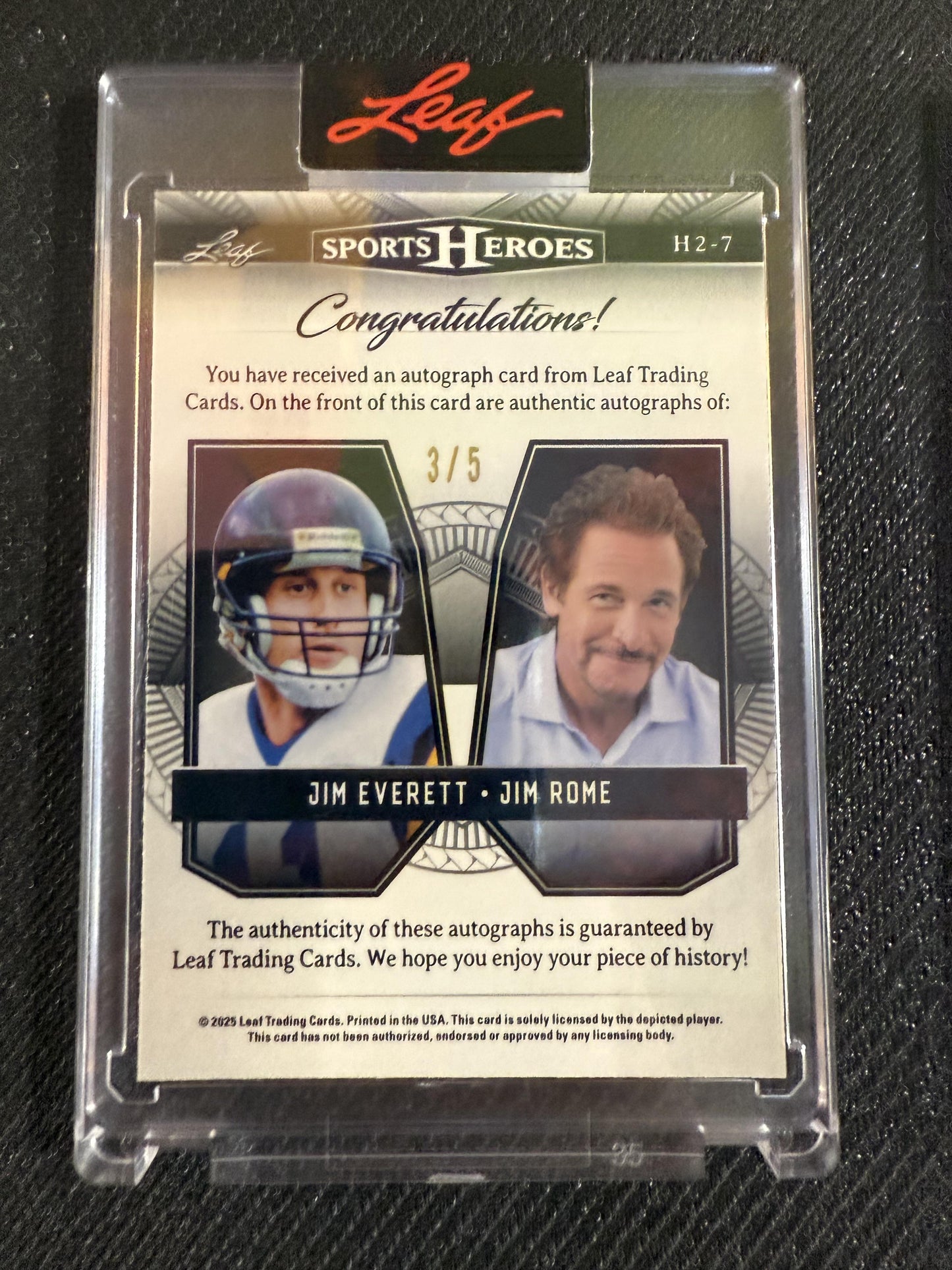 #H2-7 Jim Everett / Jim Rome 2025 Leaf Metal Sports Heroes Auto Crystal Pink