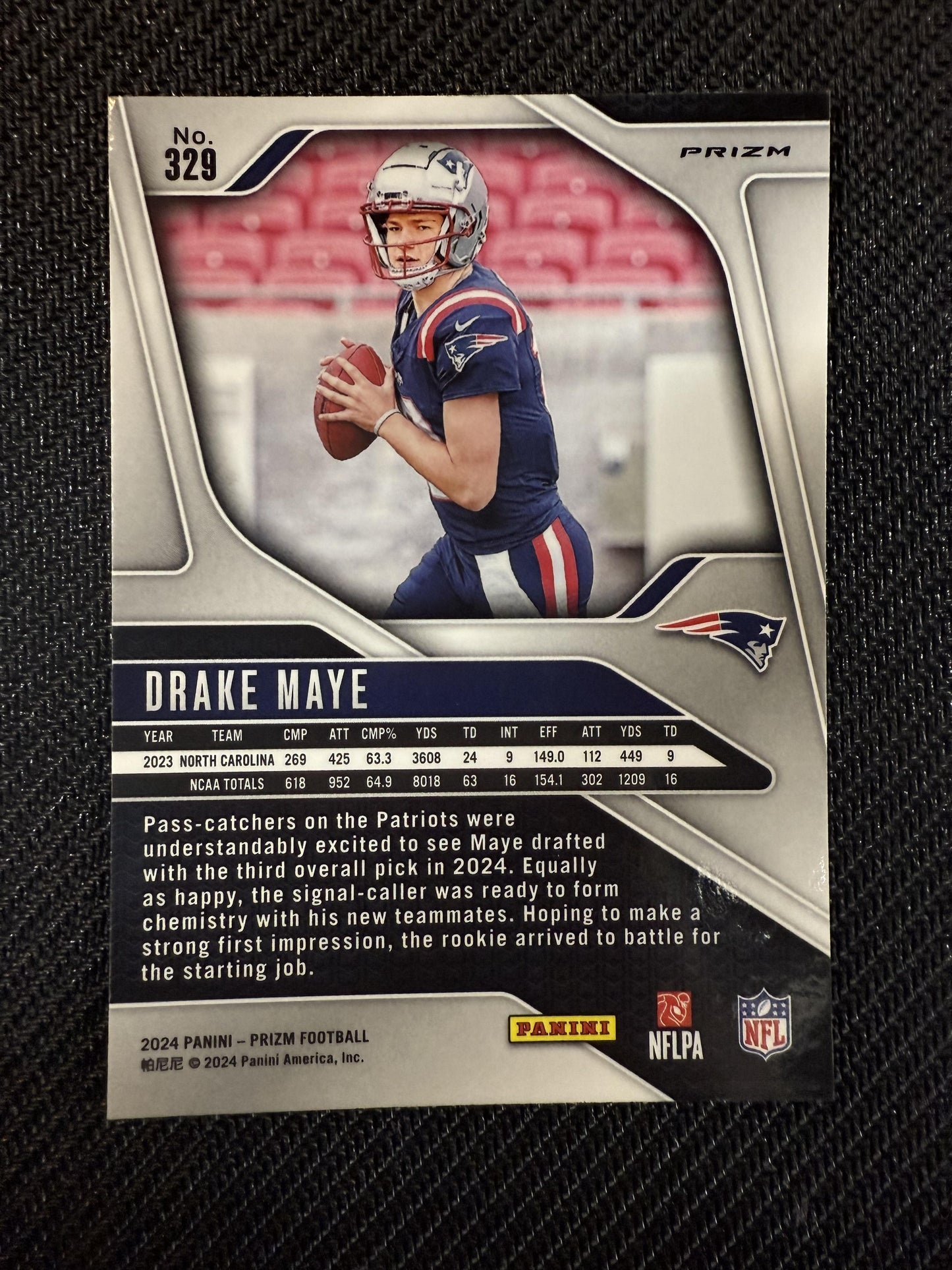 #329 Drake Maye 2024 Panini Prizm RC Rookie Patriots Orange Ice