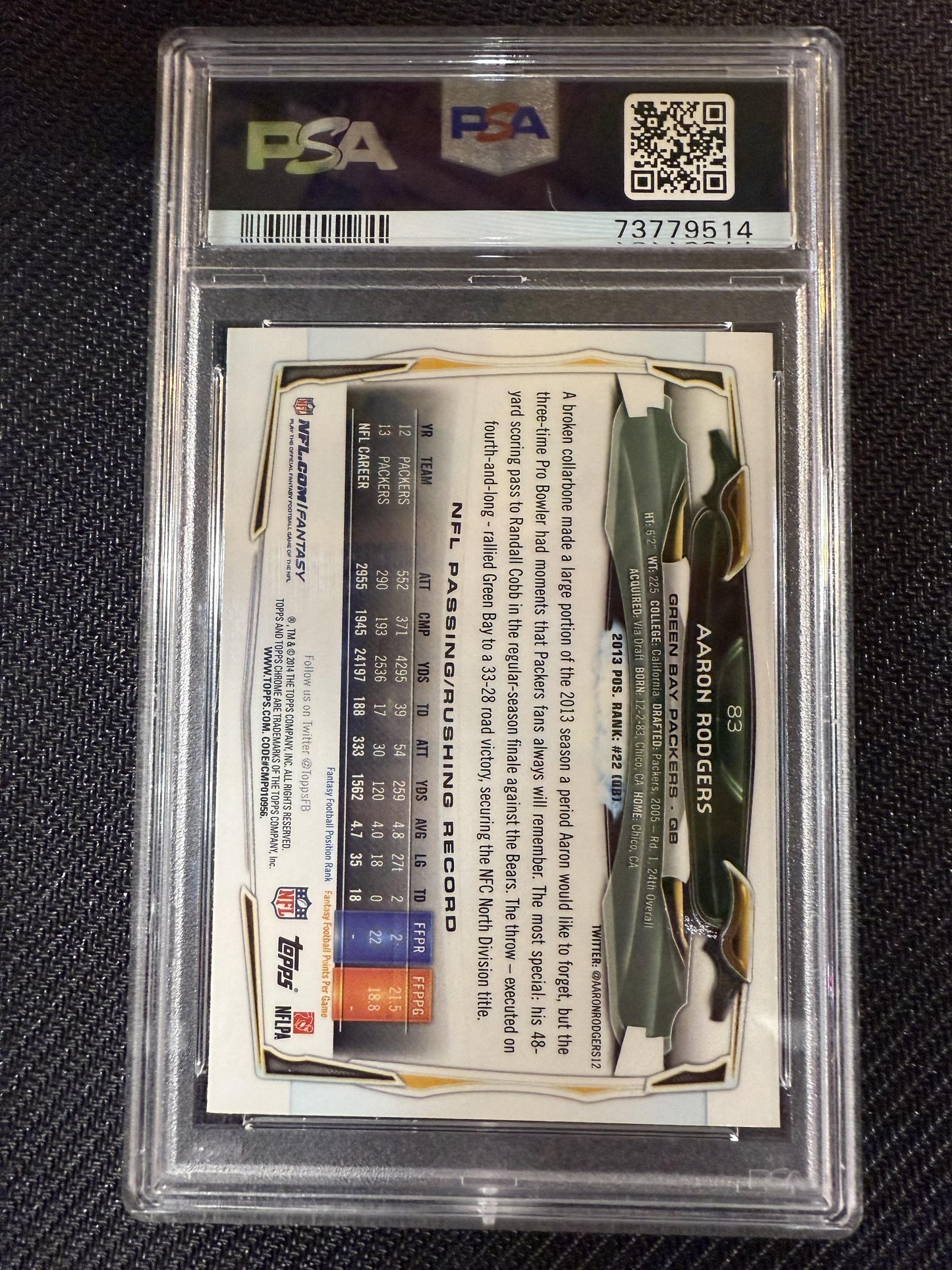 #83 Aaron Rodgers 2014 Topps Chrome Green Bay Packers sports Refractor
