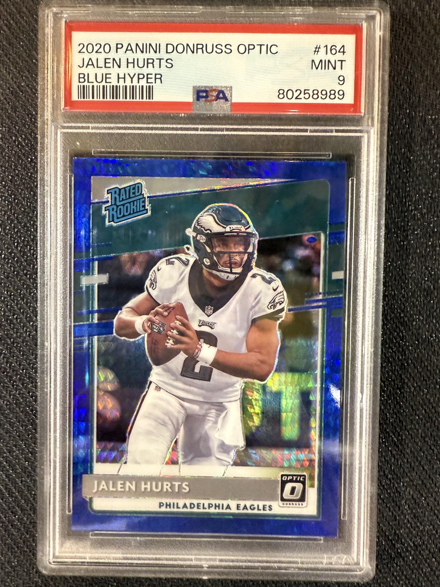 #164 Jalen Hurts 2020 Donruss Optic RC Rookie Philadelphia Eagles Blue Hyper