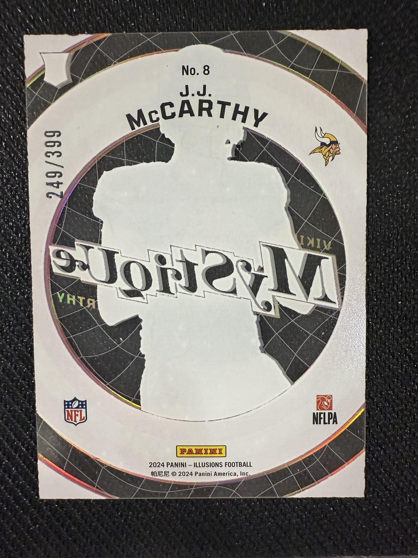 #8 J.J. McCarthy 2024 Panini Illusions SN #/399 Vikings Mystique Pink