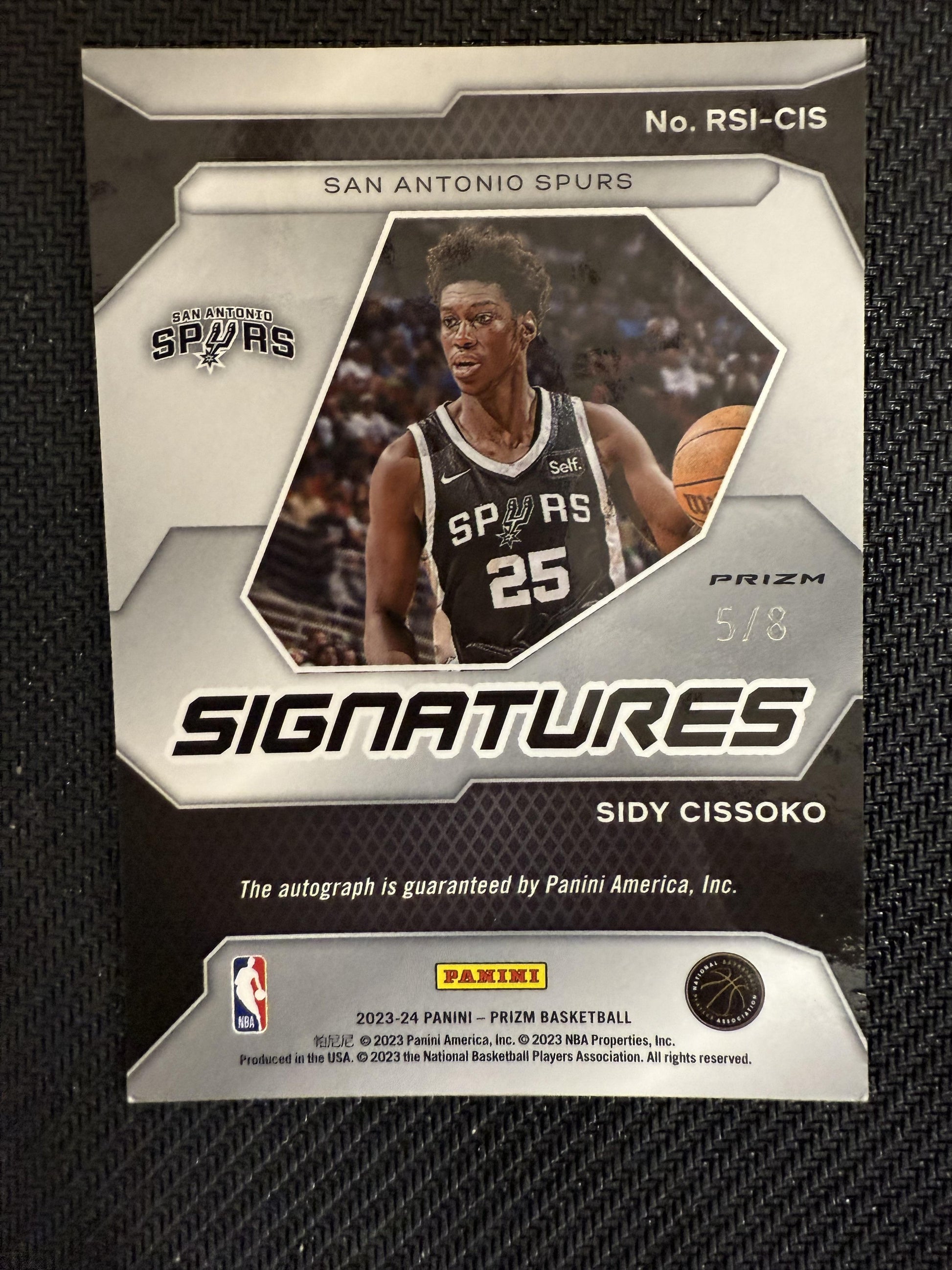 #RSI-CIS Sidy Cissoko 2023-24 Panini Prizm Auto /8 Spurs Signatures Choice Green
