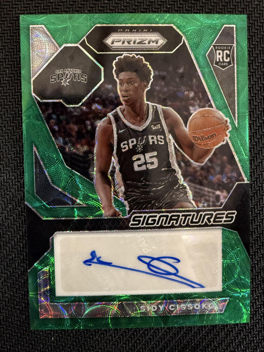 #RSI-CIS Sidy Cissoko 2023-24 Panini Prizm Auto /8 Spurs Signatures Choice Green
