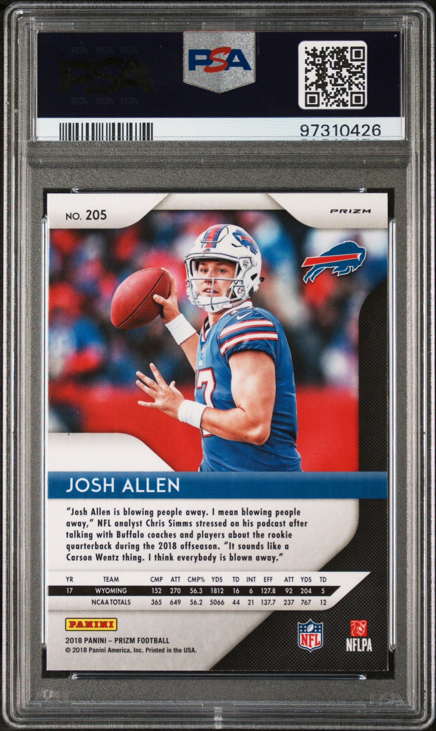 #205 Josh Allen 2018 Panini Prizm 9 MT sports Red/White/Blue Prizm