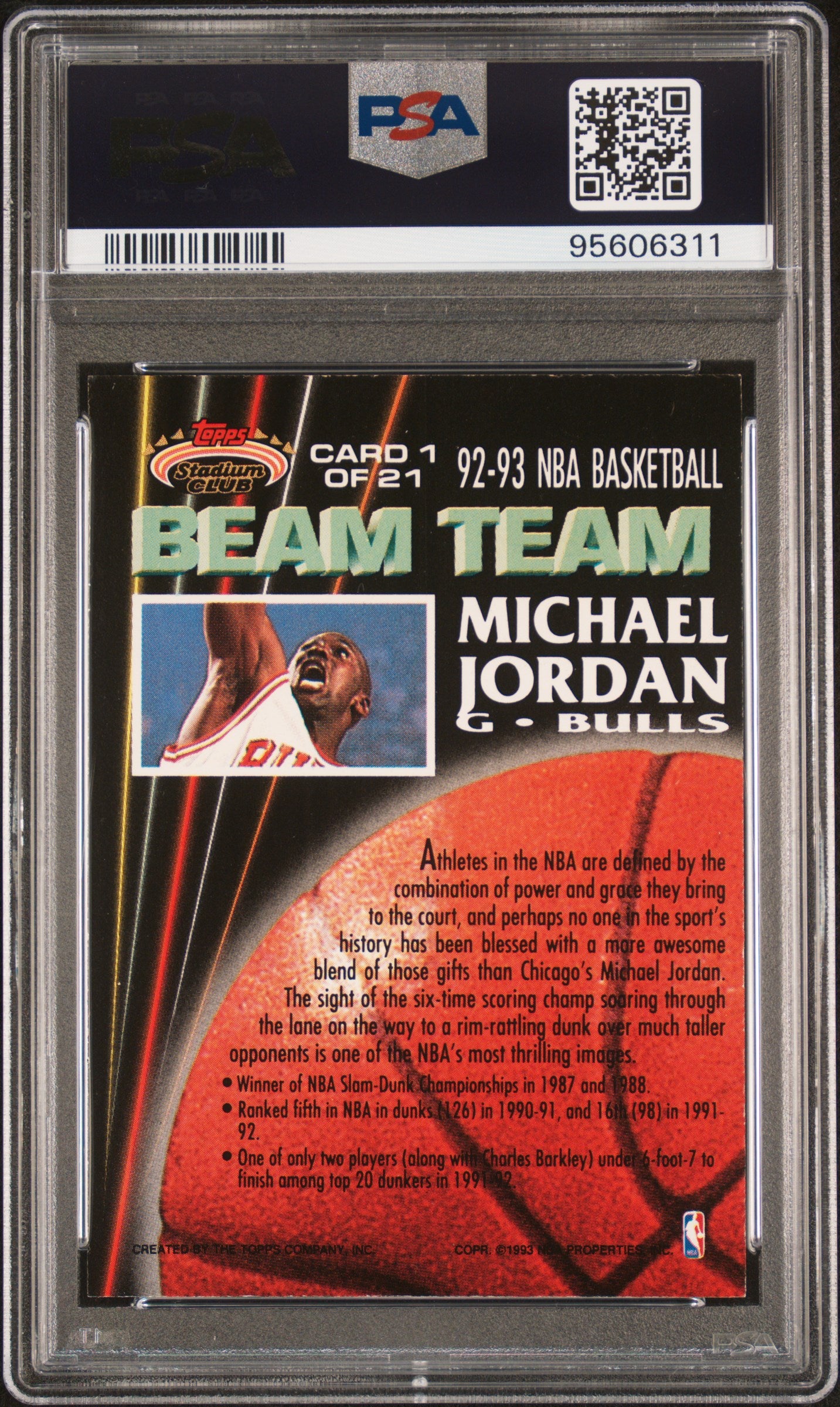 #1 Michael Jordan 1992 Stadium Club Beam Team 8 NM-MT Beam Team-Members Only