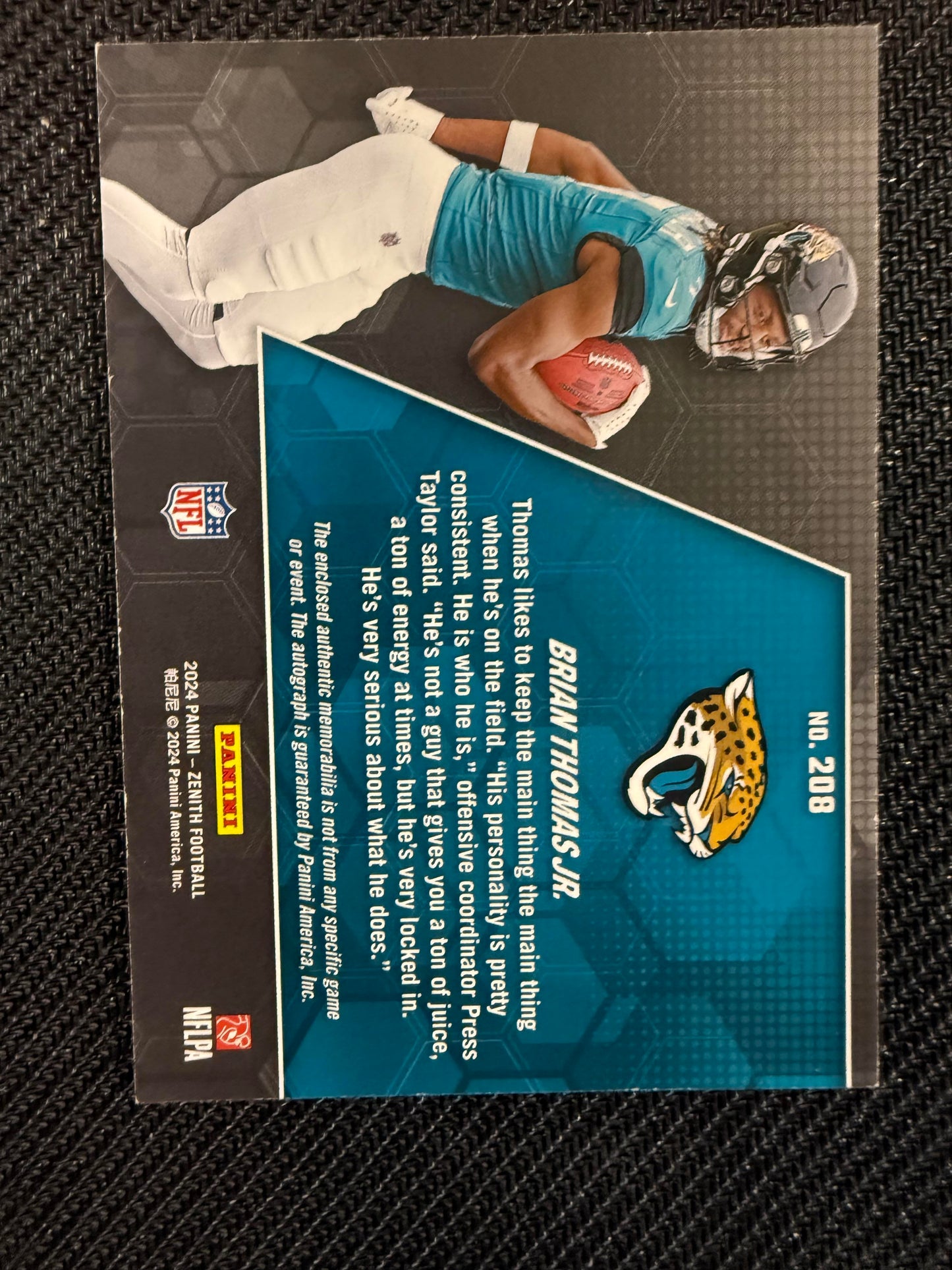 #208 Brian Thomas Jr. 2024 Panini Zenith Rookie Auto /399 Jaguars