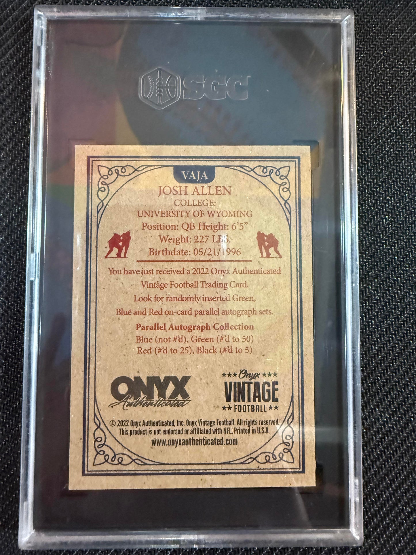 #VAJA Josh Allen 2022 Onyx Vintage AU Auto 10100 Bills Red Signature Auto