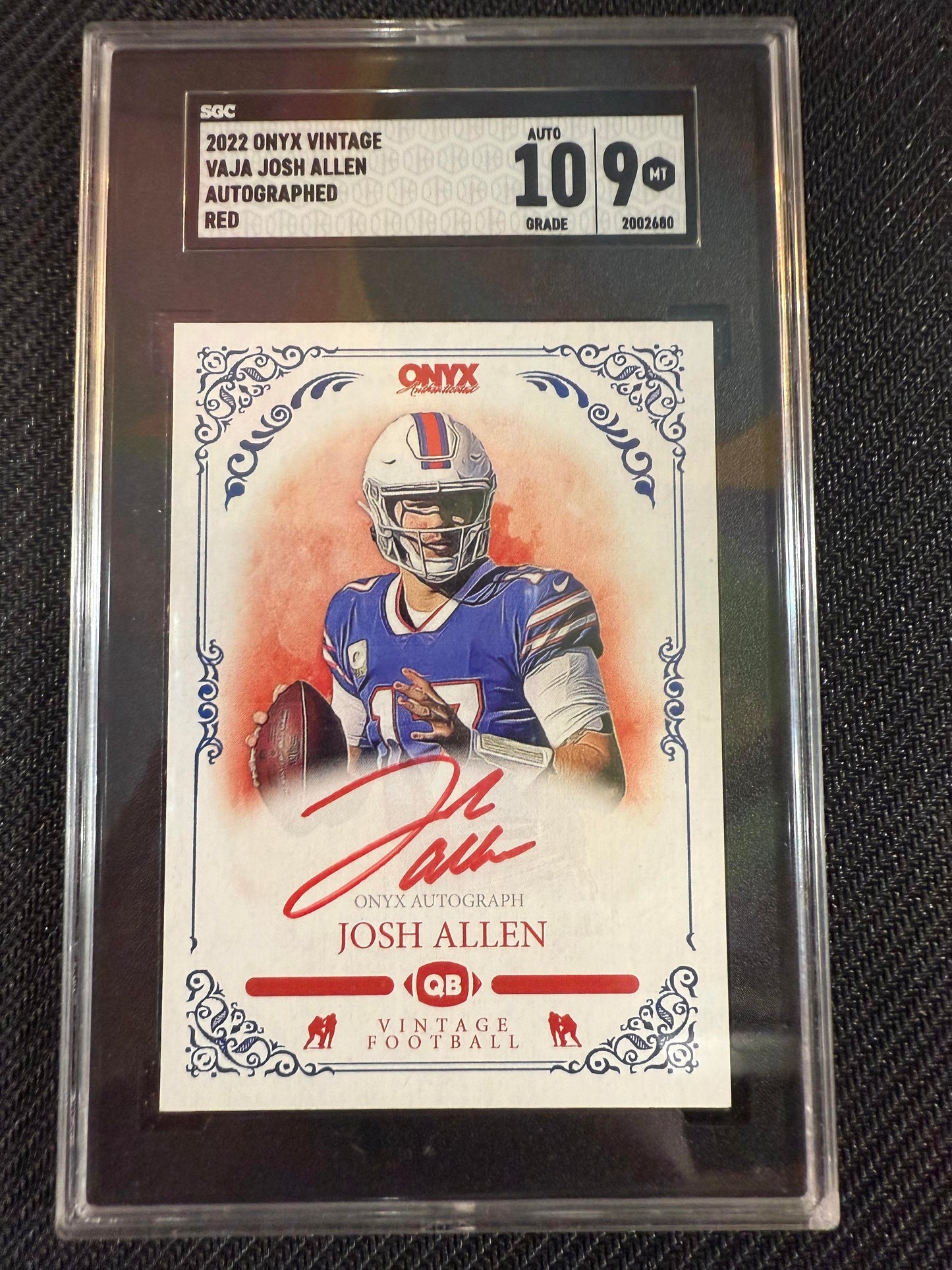 #VAJA Josh Allen 2022 Onyx Vintage AU Auto 10100 Bills Red Signature Auto