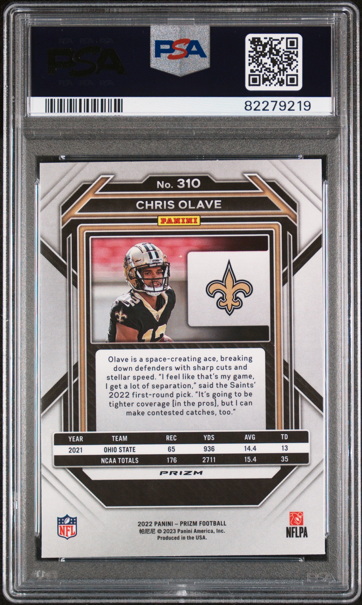 #310 Chris Olave 2022 Panini Prizm 9 Boston Celtics MT sports No Huddle