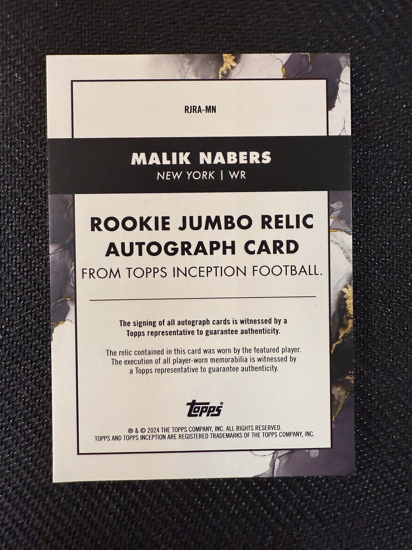 #RJRA-MN Malik Nabers 2024 Inception Rookie Patch Autograph Pink /99