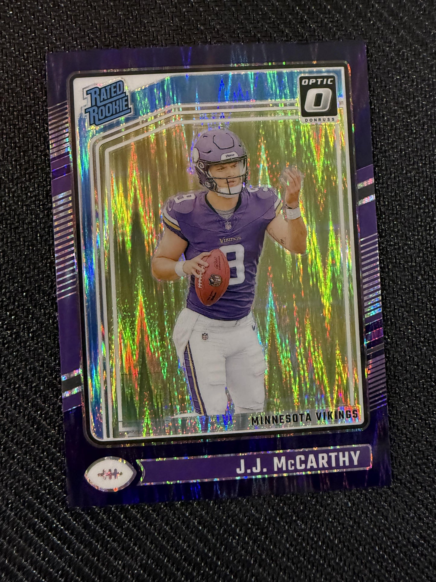 #235 J.J. McCarthy 2024 Donruss Optic Minnesota Vikings sports Purple Shock