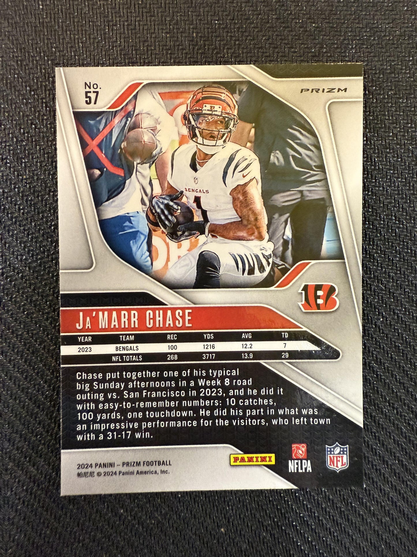 #57 Ja'Marr Chase 2024 Panini Prizm Black and Red Checker