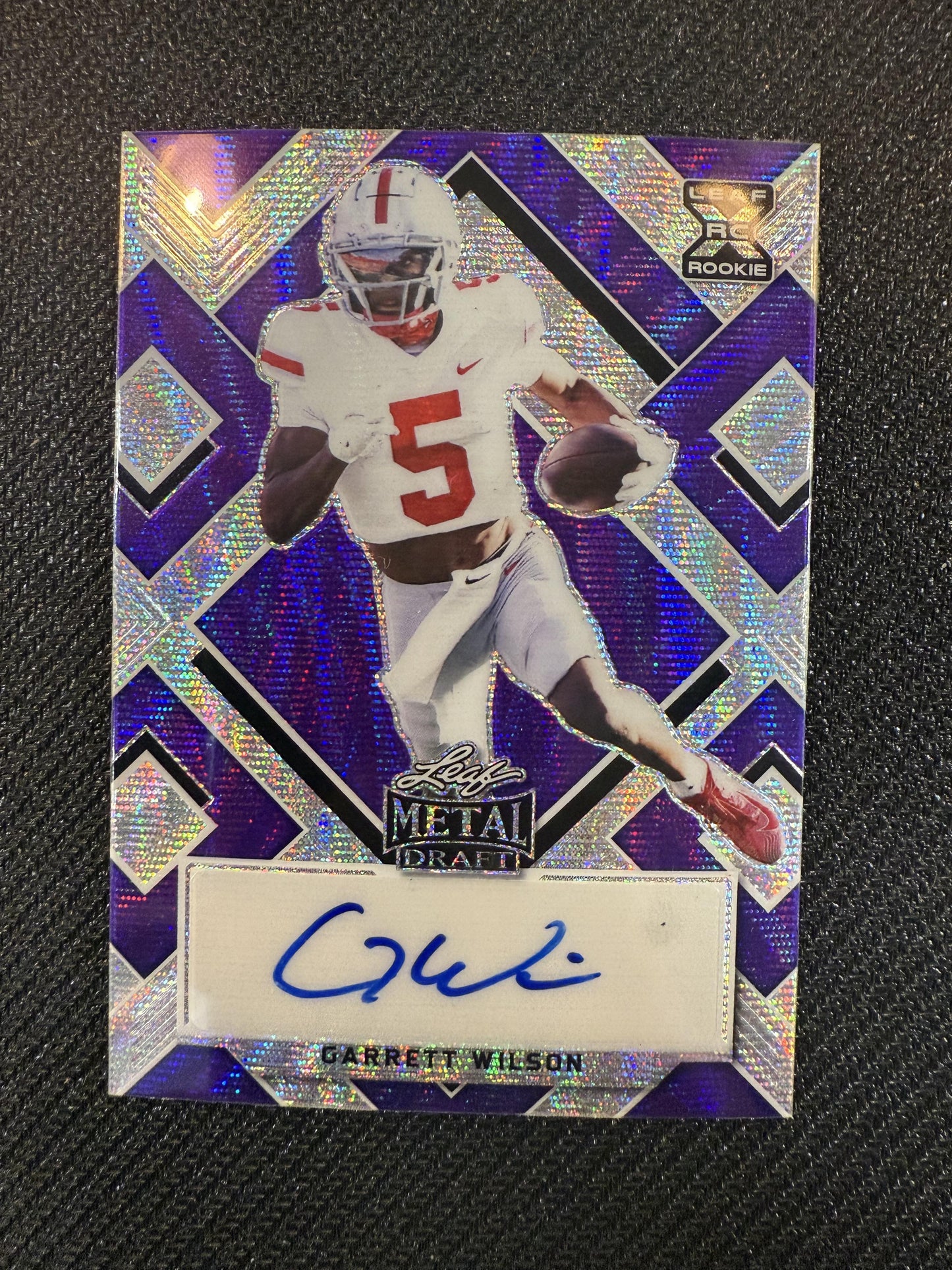 #BA-GW1 Garrett Wilson 2022 Leaf Metal Draft Auto /20 Buckeyes Auto Wave Purple