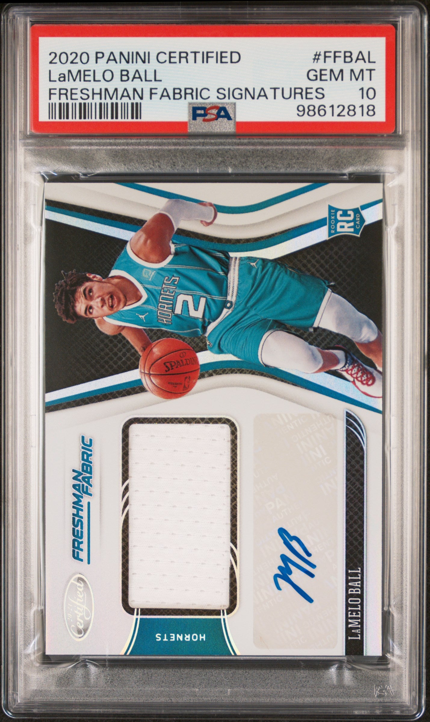 #FFBAL Lamelo Ball 2020 Panini Certified 10 GEM-MT Freshman Fabric Signatures