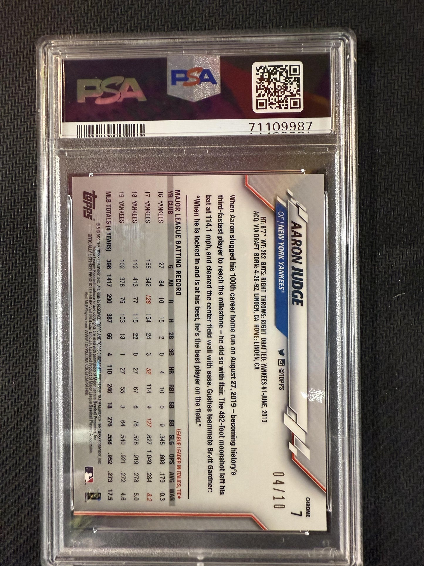 #50 Aaron Judge 2020 Topps Chrome New York Yankees sports Sepia Refractor