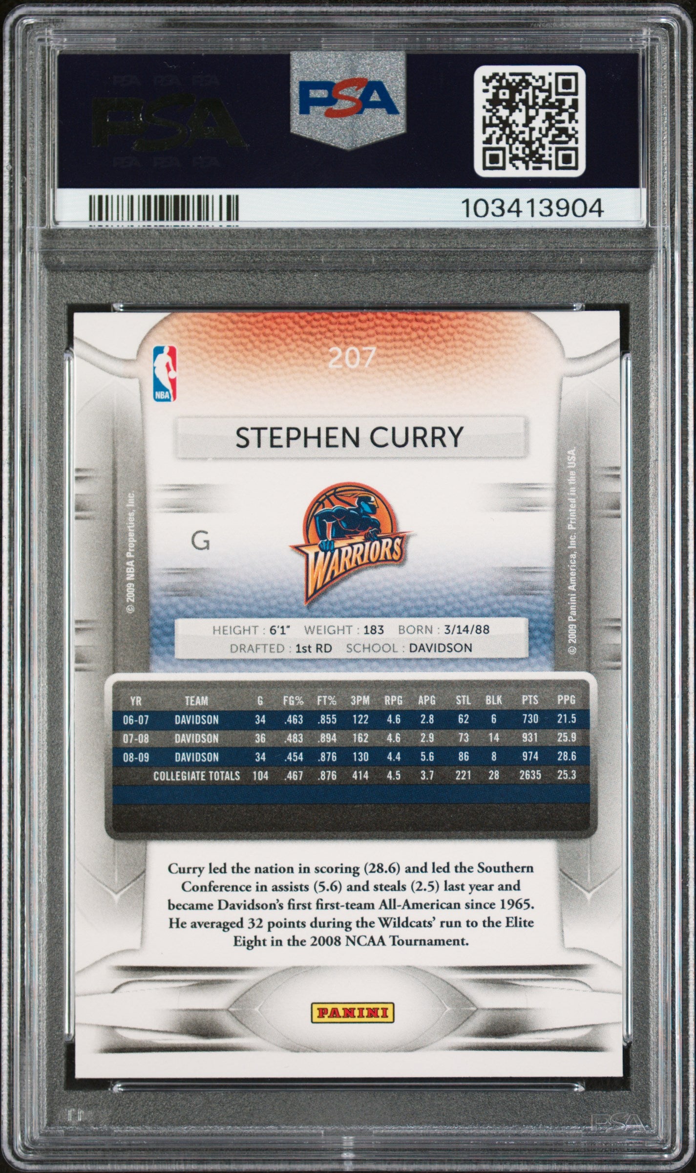 #207 Stephen Curry 2009 Panini Prestige 9 El Paso Diablos MT sports