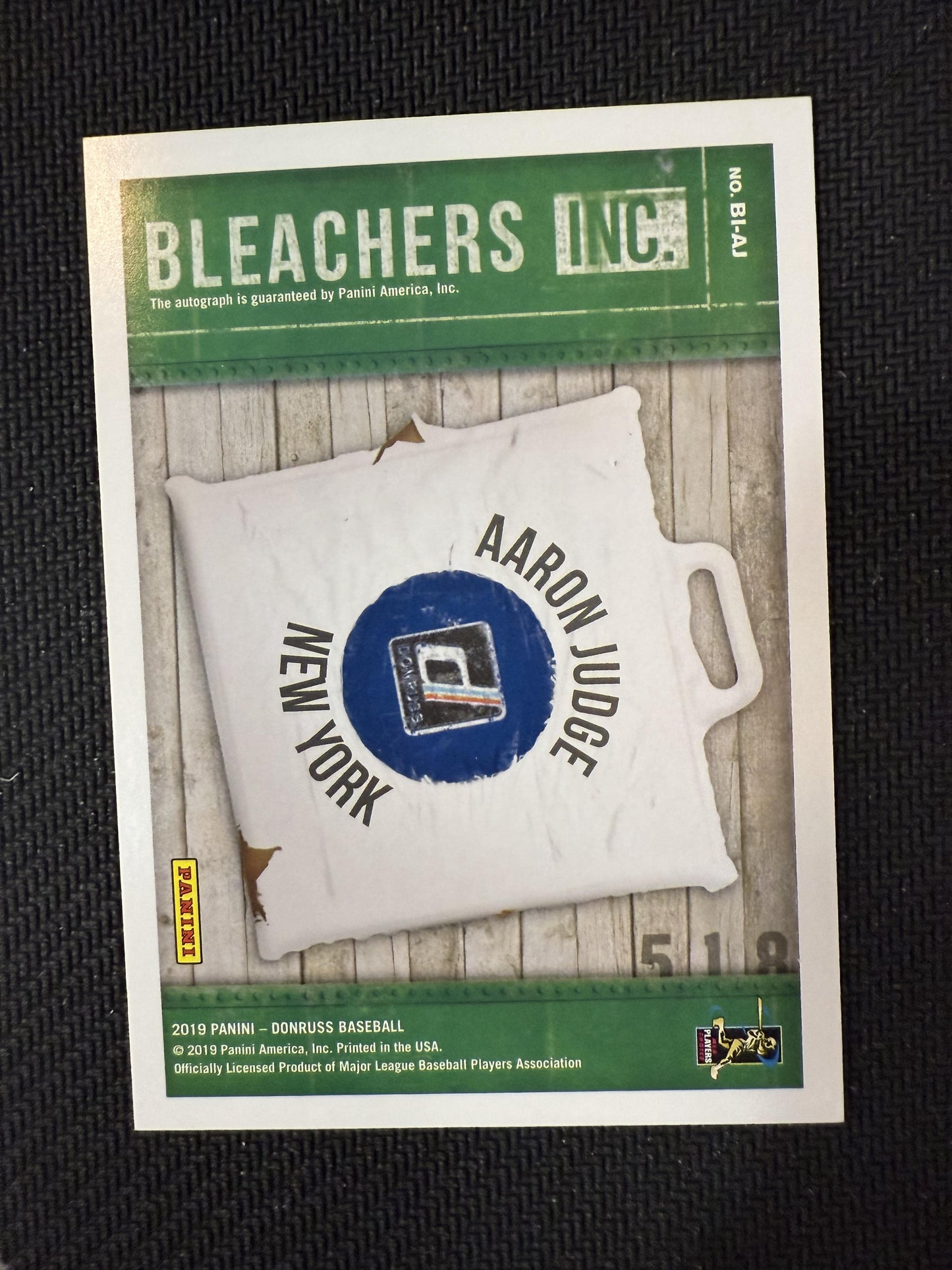 #BI-AJ Aaron Judge 2019 Donruss /99 Yankees Bleachers Inc. Auto Blue