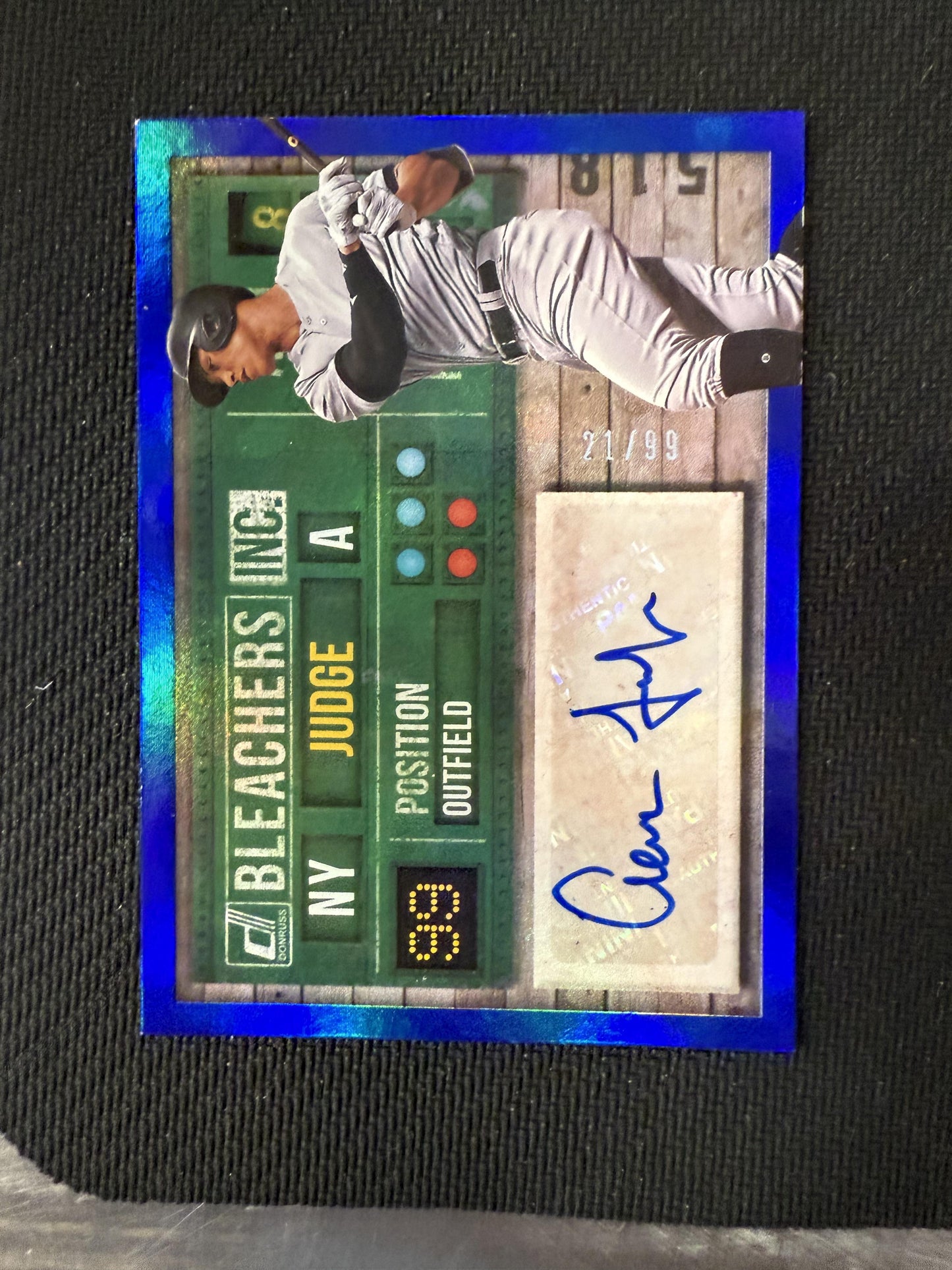 #BI-AJ Aaron Judge 2019 Donruss /99 Yankees Bleachers Inc. Auto Blue