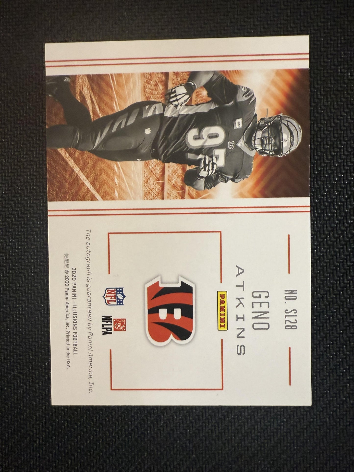 #SL28 Geno Atkins 2020 Panini Illusions Auto #/1 Bengals Stadium Legends Purple