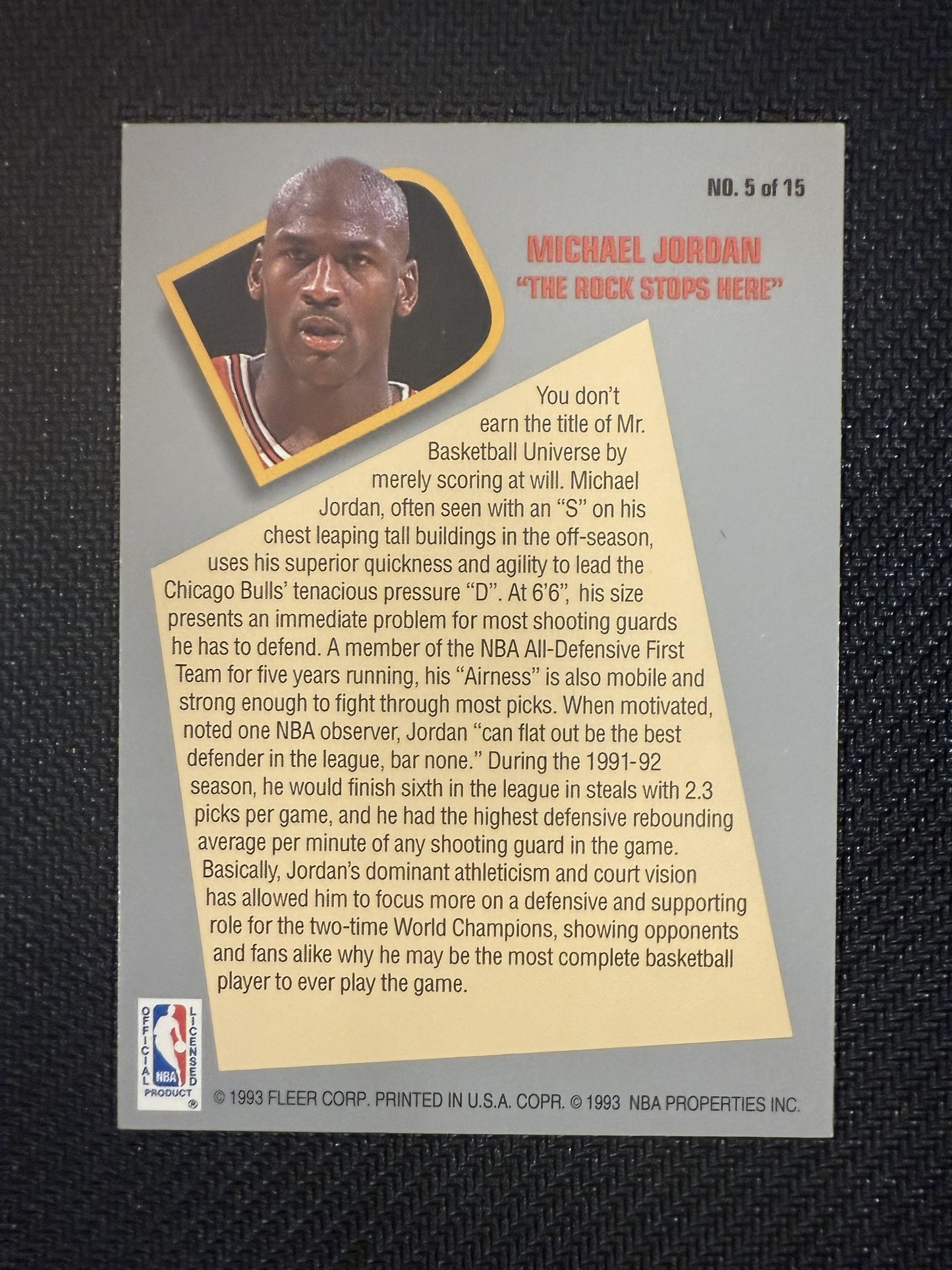 #5 Michael Jordan 1992-93 Fleer Chicago Bulls sports Total D