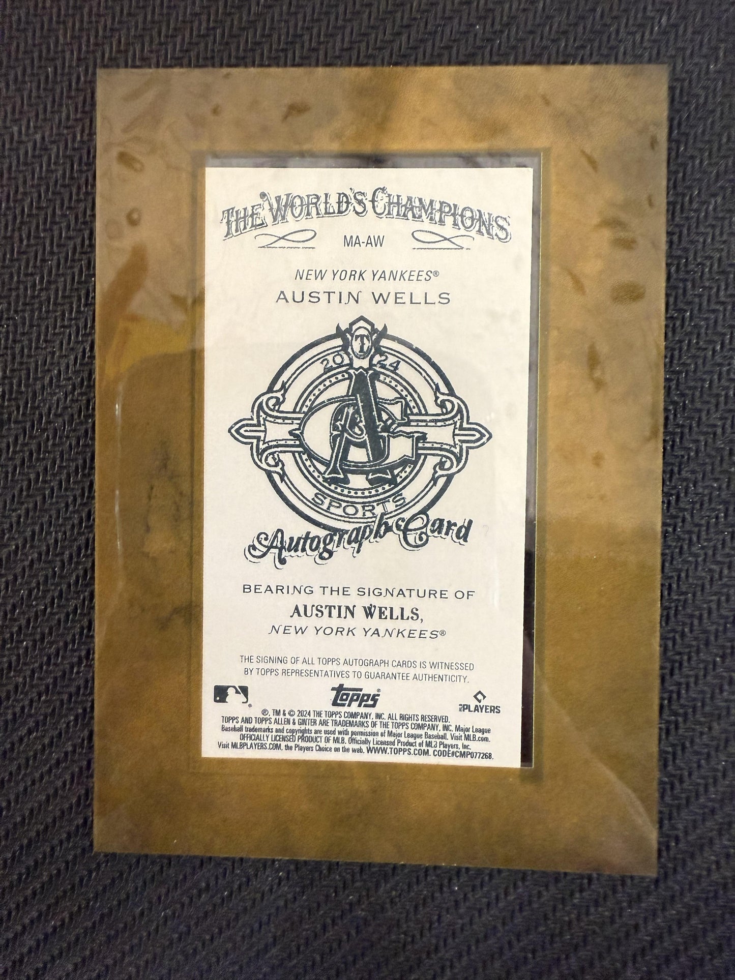 #MA-AW Austin Wells 2024 Topps Allen & Ginter Yankees Framed Mini Auto