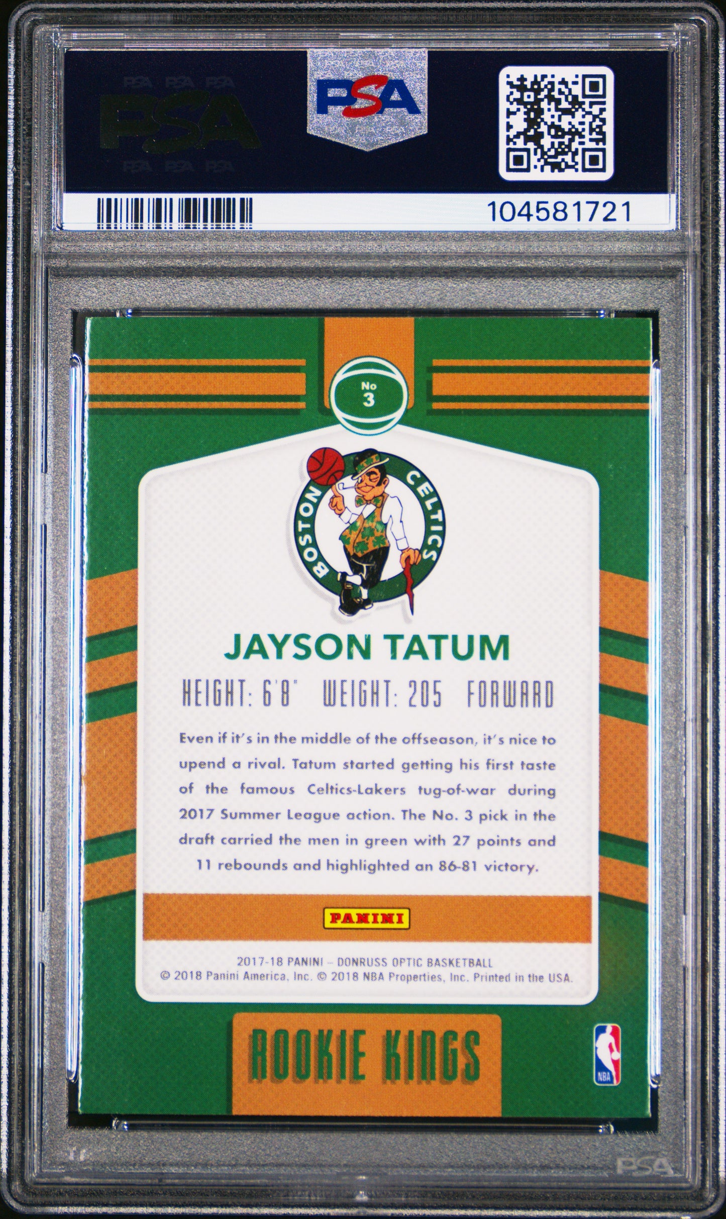 #3 Jayson Tatum 2017 Panini Donruss Optic Rookie Kings 9 Rookie Kings