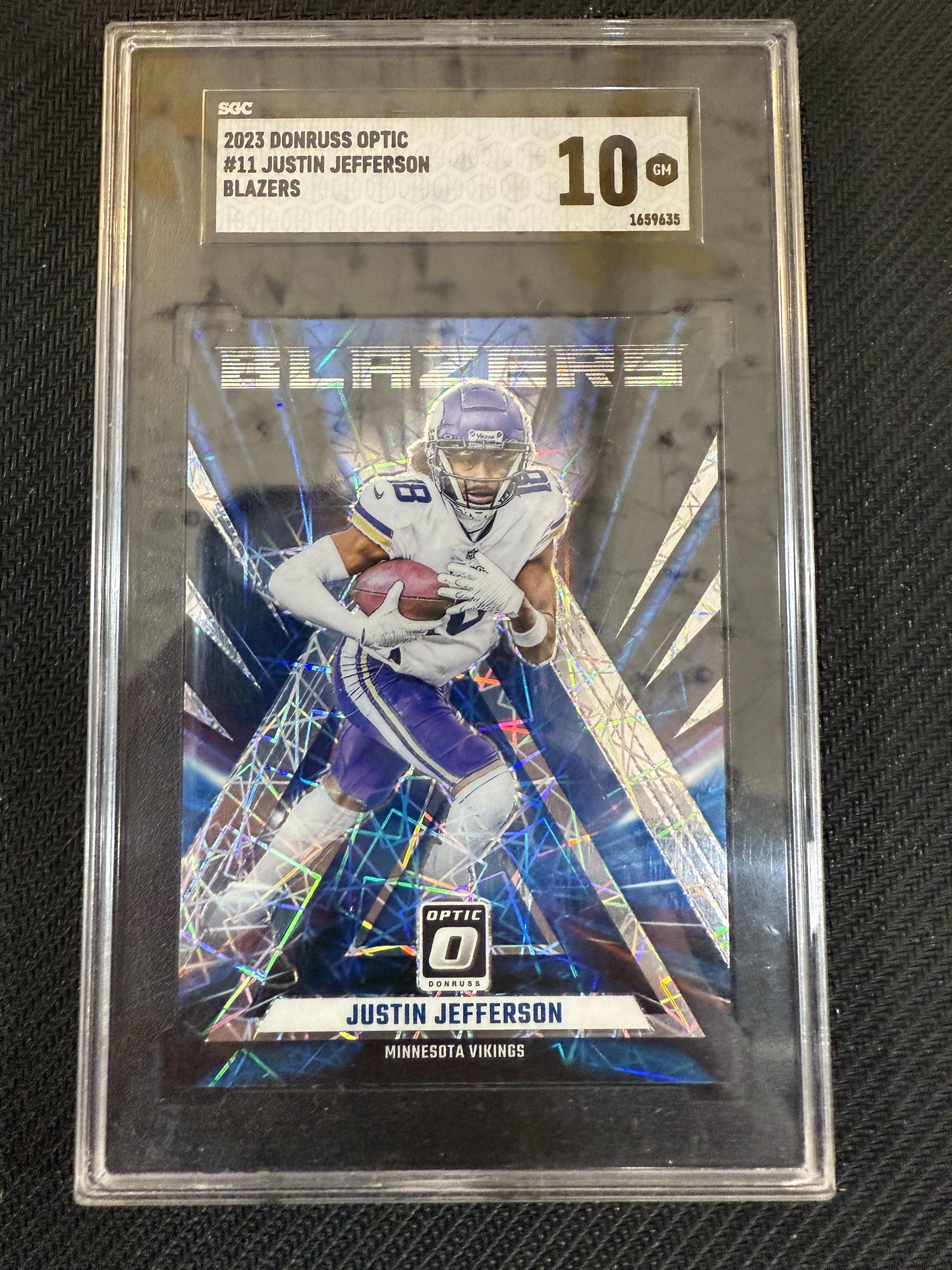 #11 Justin Jefferson 2023 Donruss Optic 10 Minnesota Vikings GEM-MT Blazers