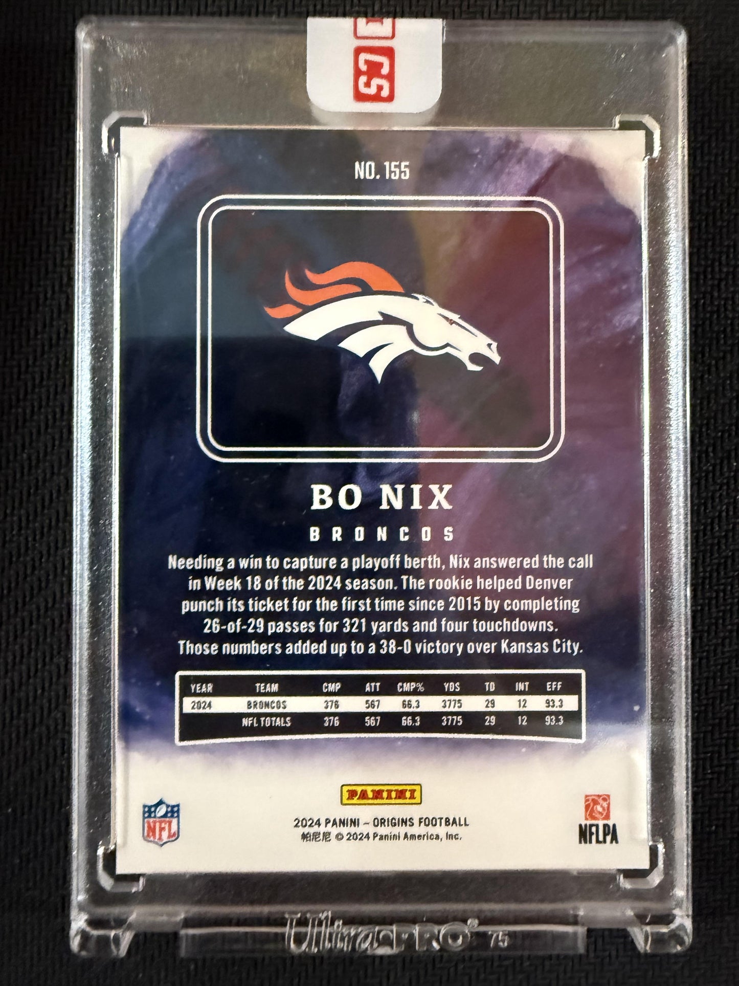 #155 Bo Nix 2024 Panini Origins Mystery Redemption