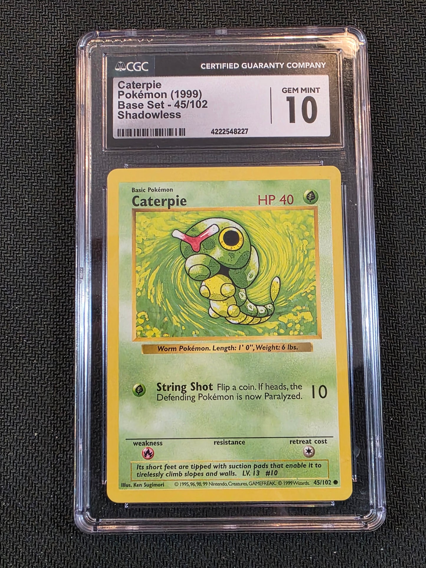#045/102 Caterpie Base Set (Shadowless) CGC 10