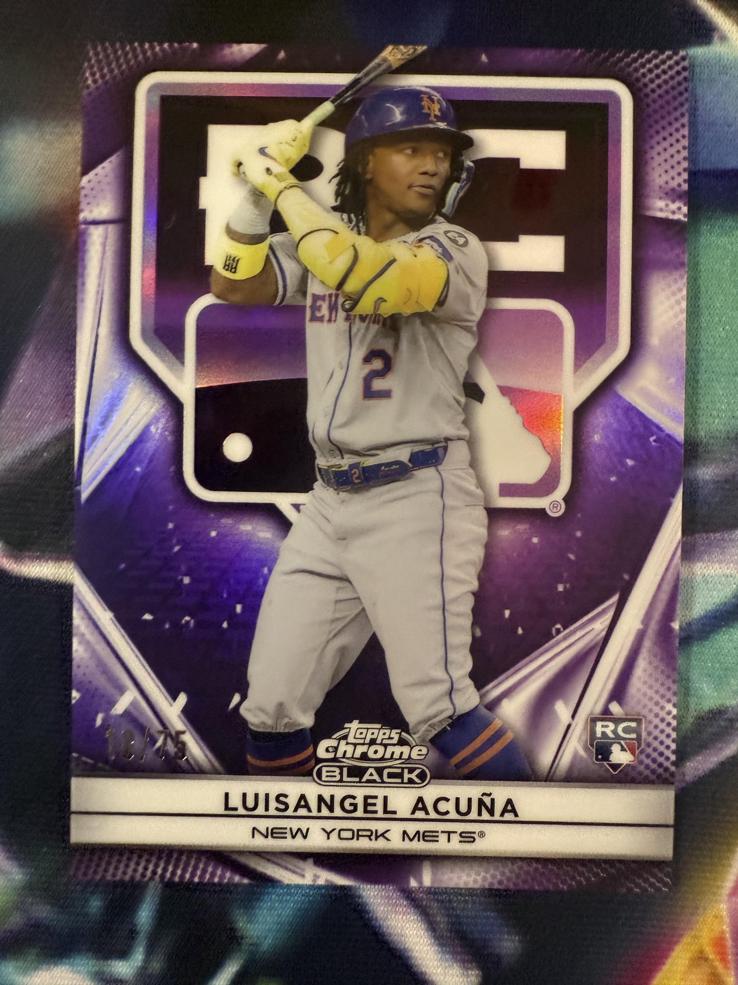 #88 Luisangel Acuña 2025 Topps Chrome Black /75 Rookie Design Purple Refractor