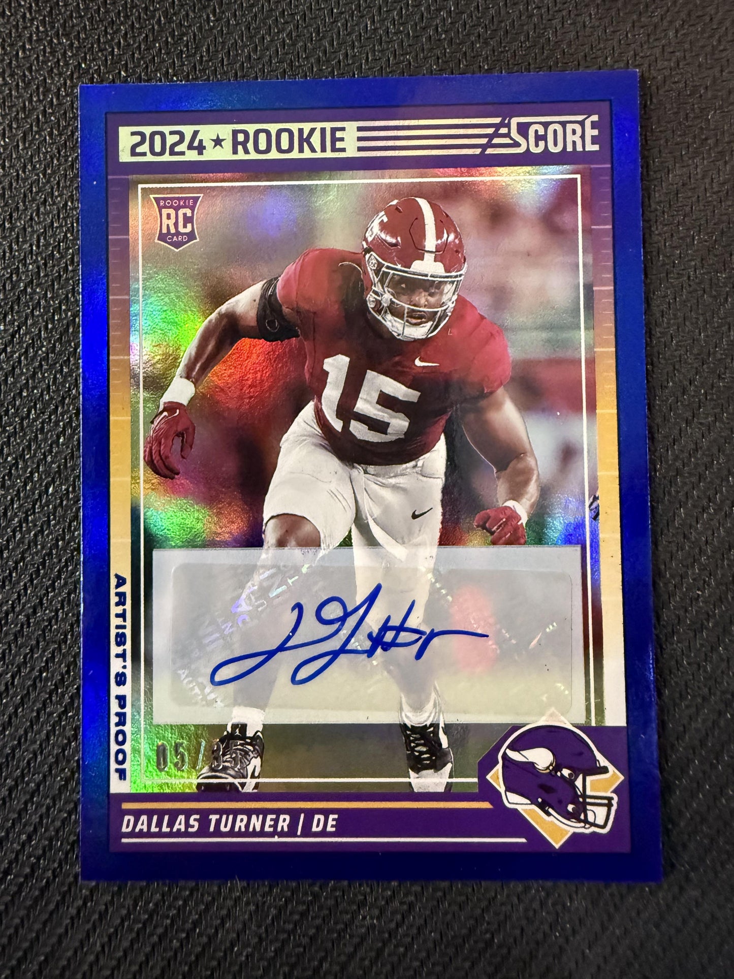 #308 Dallas Turner 2024 Score Auto /35 Vikings Signatures Artist's Proof