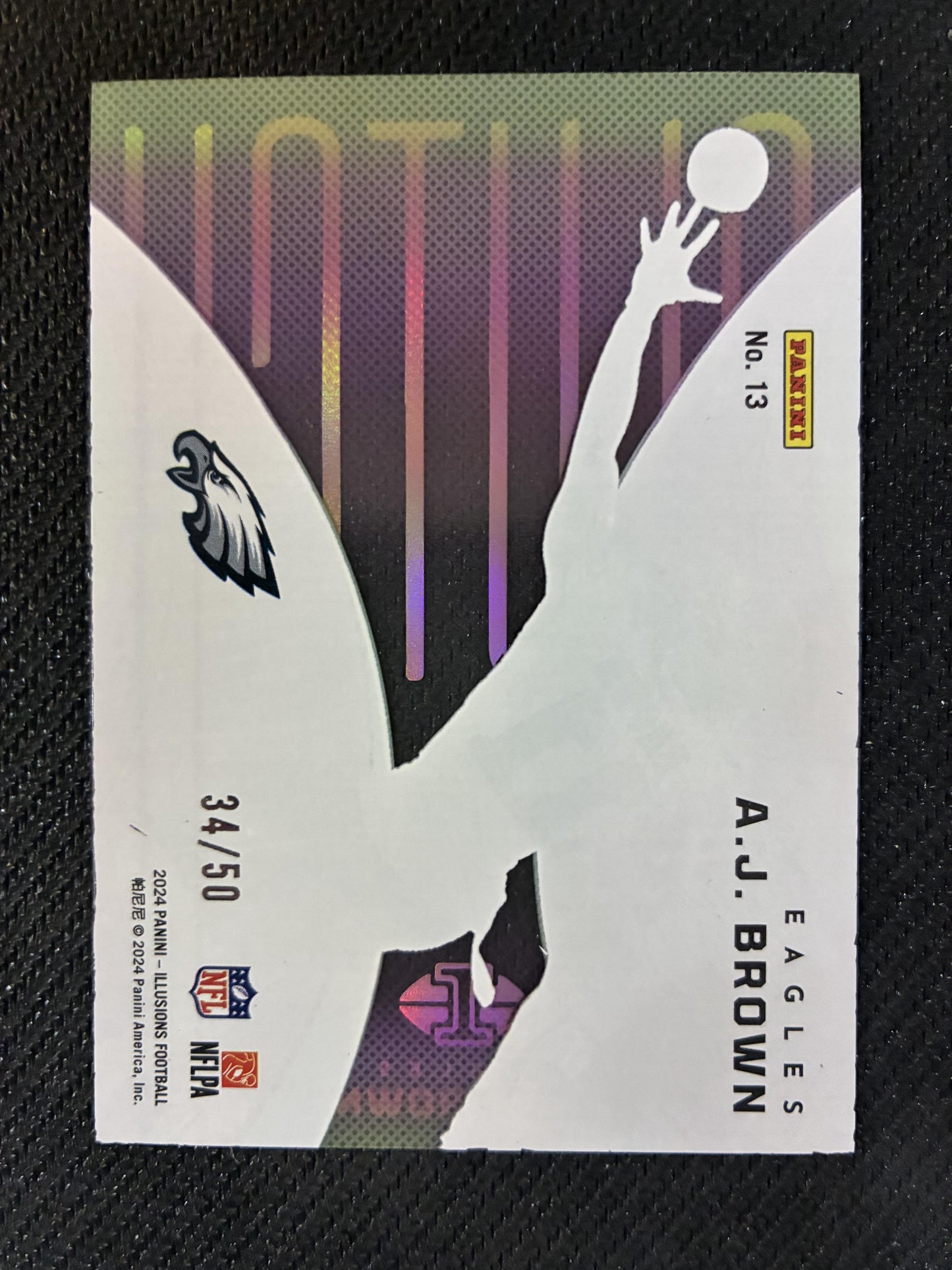 #13 A.J. Brown 2024 Panini Illusions SN #/50 Philadelphia Eagles Clutch Purple